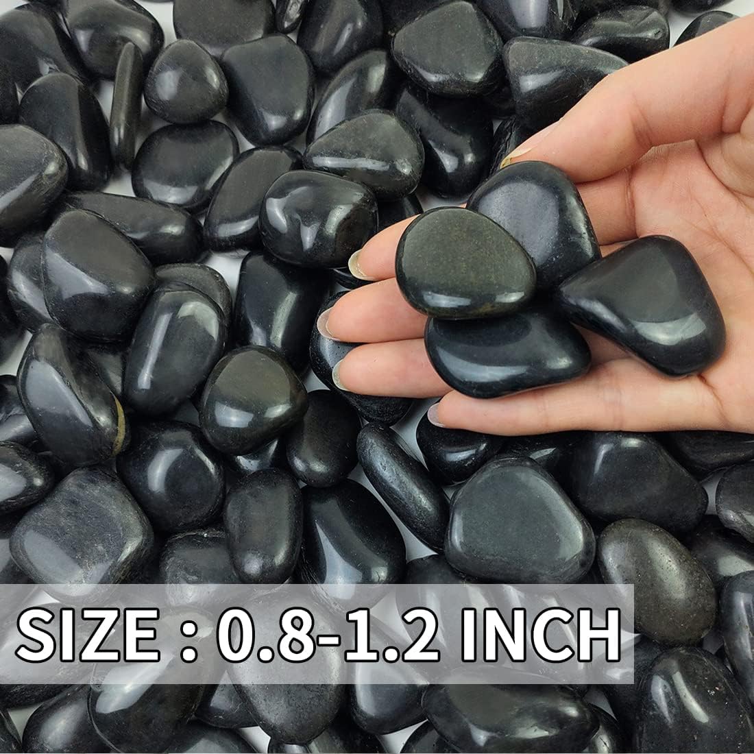 FANTIAN Piedras negras pequeñas de 10 libras para plantas, piedras negras pulidas. Rocas decorativas de río negro para paisajismo al aire libre,