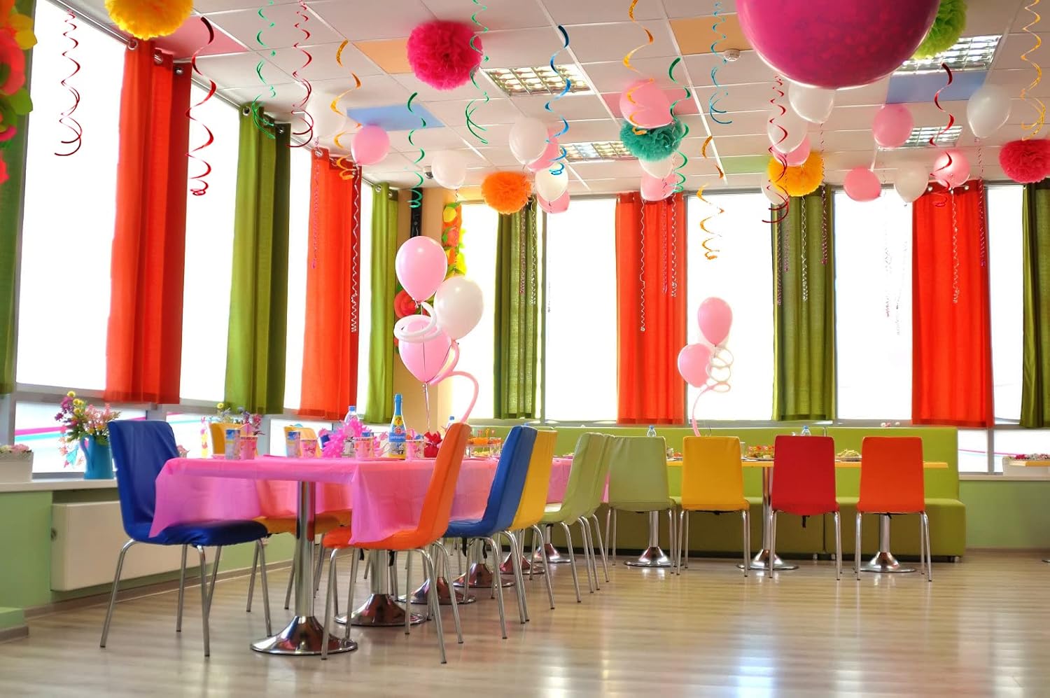 30 piezas de remolinos colgantes verdes, remolinos de techo, decoraciones de fiesta, serpentina de plástico para fiestas, 26 pulgadas