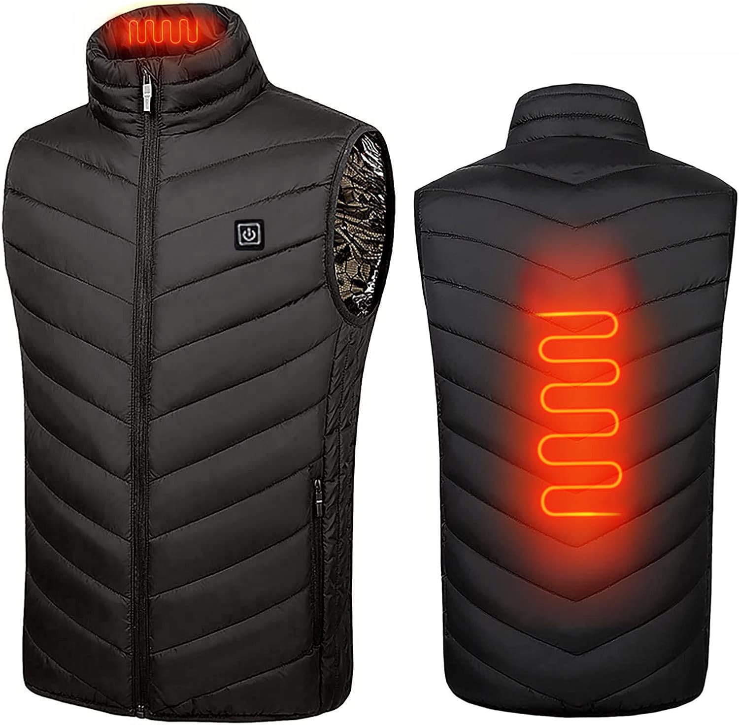 Chaleco térmico para mujeres y hombres, chaleco de calefacción recargable, ligero, para invierno, cálido, sin mangas, sin batería