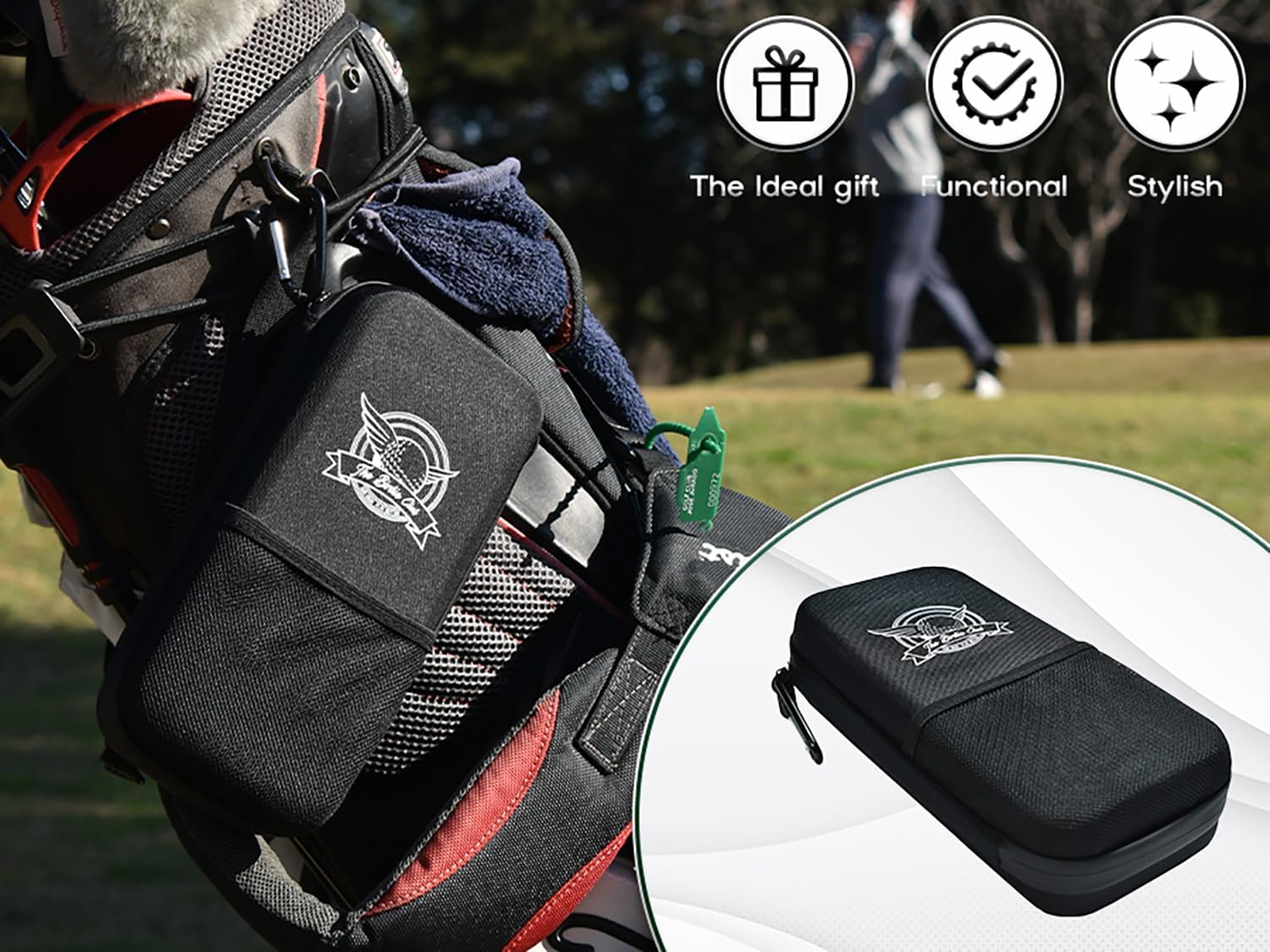 The Birdie Club Estuche para guantes de golf  Funda de golf con agujero para cable de carga para teléfono, soporte para guantes extraíble y tres