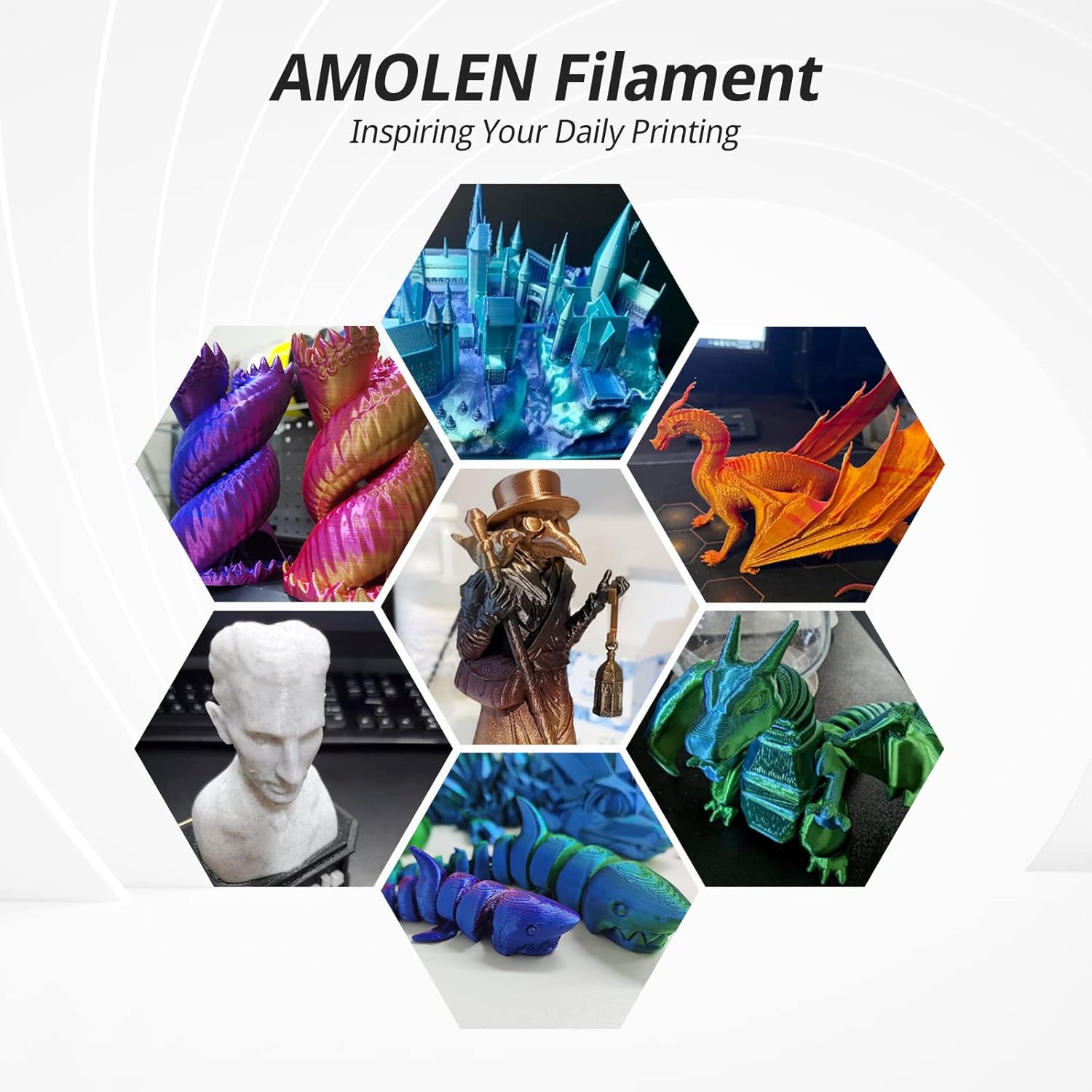 AMOLEN Filamento PLA para impresora 3D, filamento PLA rojo ladrillo mármol de 0.069 pulgadas, filamento de impresión 3D de ácido poliláctico de