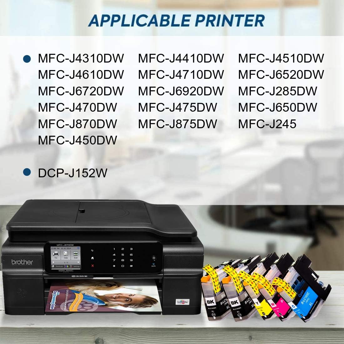 Cartuchos de tinta compatibles Brother LC103 LC103XL LC101 de repuesto para Brother MFC-J870DW MFC-J6920DW MFC-J6520DW MFC-J450DW MFC-J470DW (4