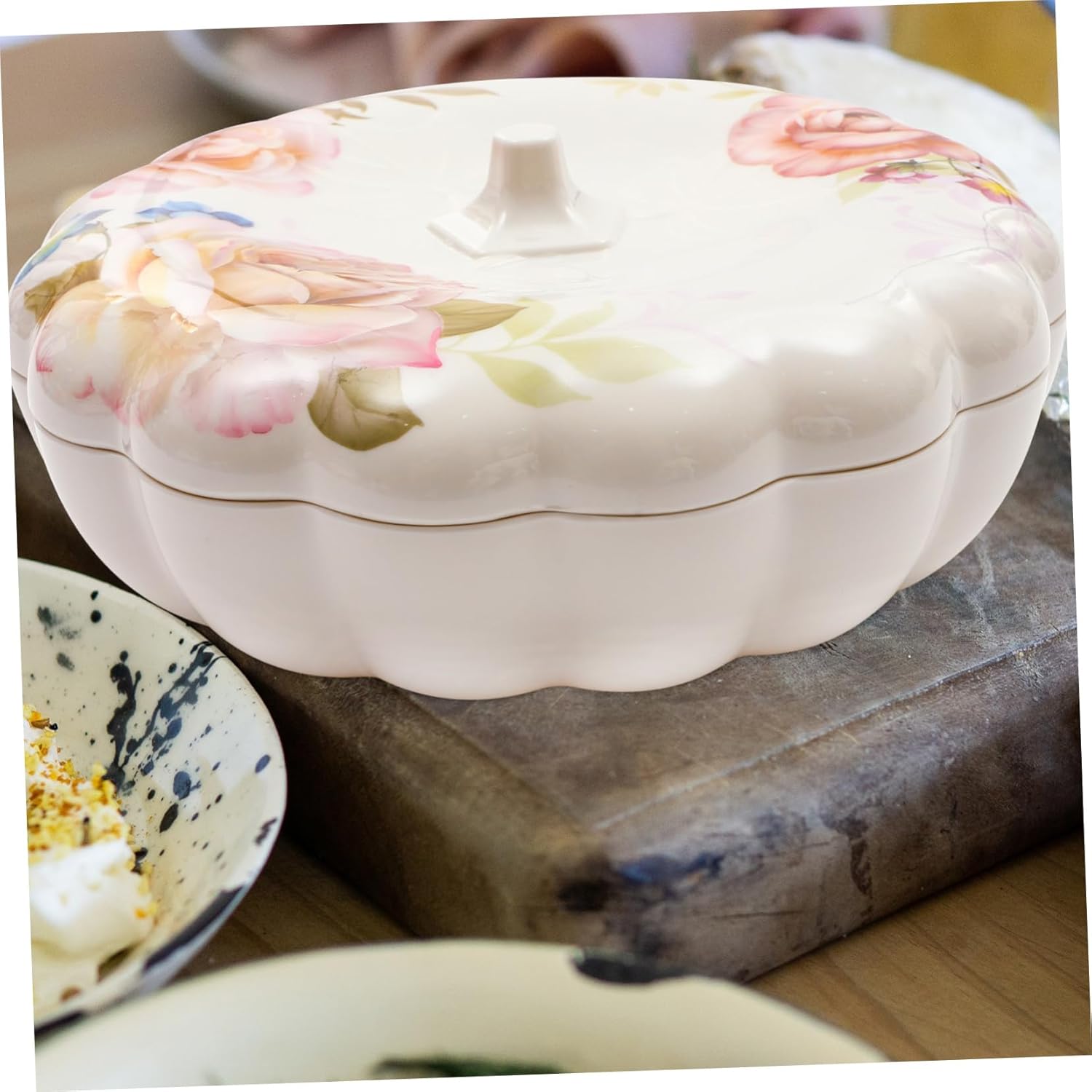 NOLITOY 1 juego de porcelana de imitación Snack Box aperitivos para niños pequeños platos de dulces con tapas pequeños recipientes para servir tazón