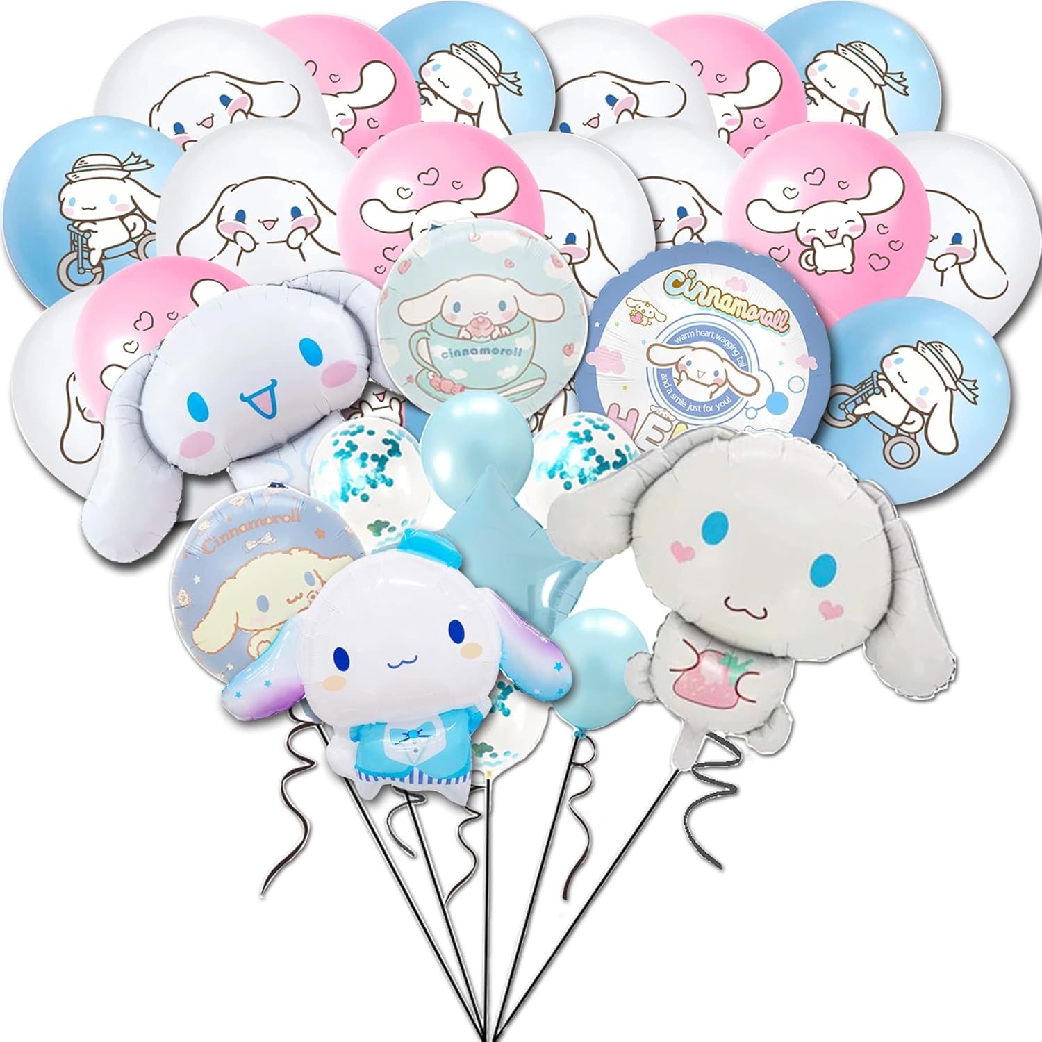 Cimn-amorill – Globos de papel de aluminio, 31 globos de aluminio para decoración de fiesta de cumpleaños de perro de dibujos animados Sann-rio