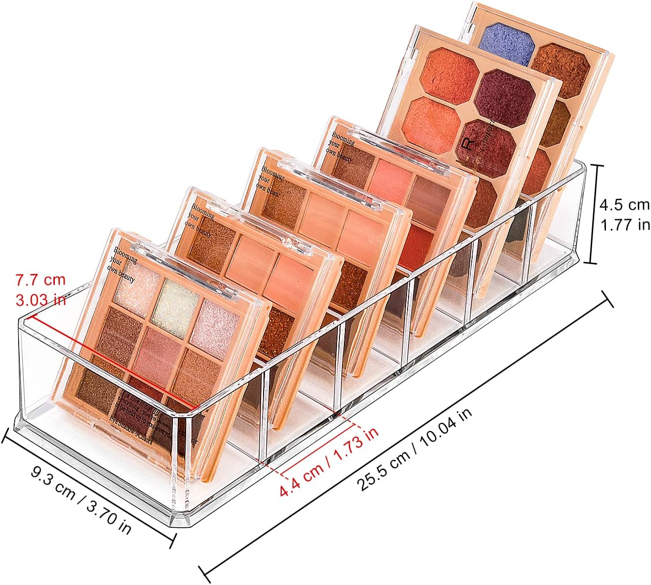 JessLab Organizador de acrílico, 6 secciones de cubo organizador de maquillaje para cajón, organizador de maquillaje para tocador, encimera, baño,