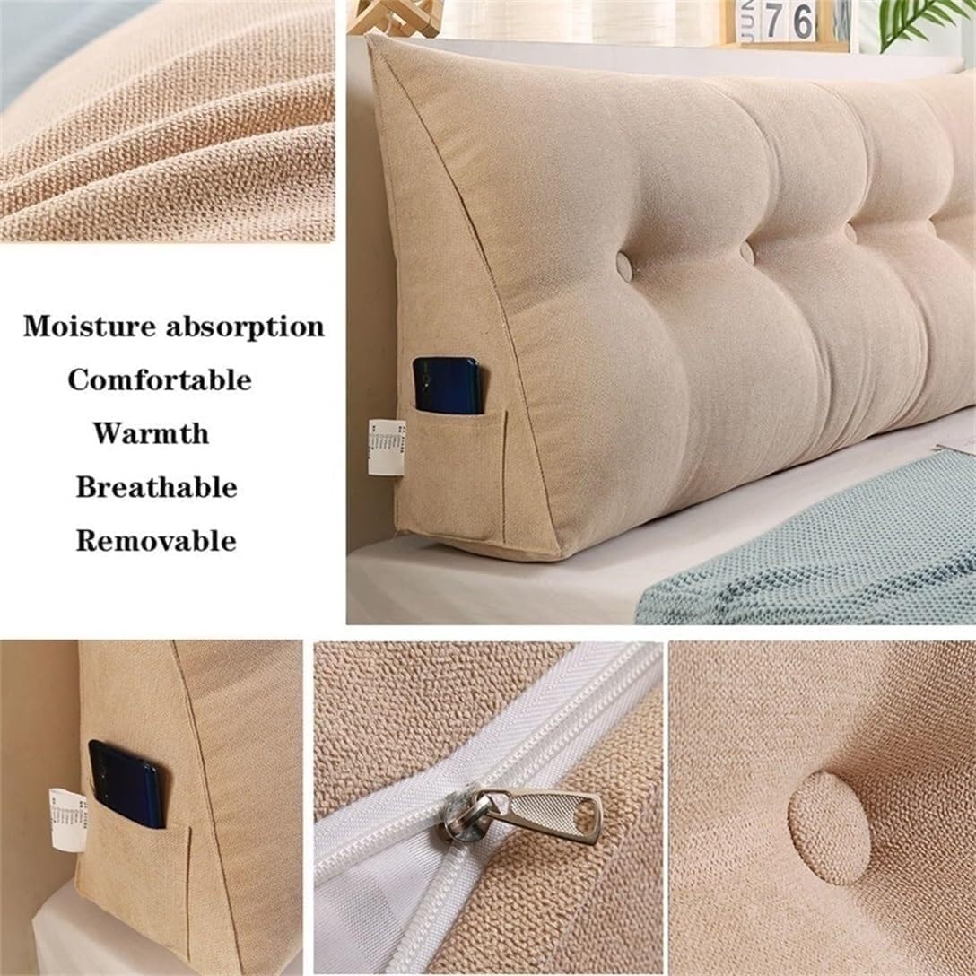 Almohada de cuña de terciopelo para cabecero de cama tamaño King, Queen, dobleindividual, cojín de cabecera triangular, respaldo grande, cuña