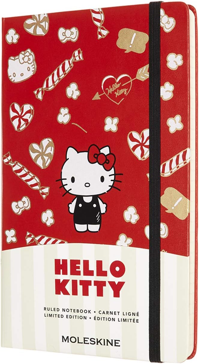 (Moleskine) Moleskin LEHK04QP060 Hello Kitty Notebook, Hard Cover, Large Size, Width 5.1 x Height 8.3 inches (13 x 21 cm), Ruled, Red