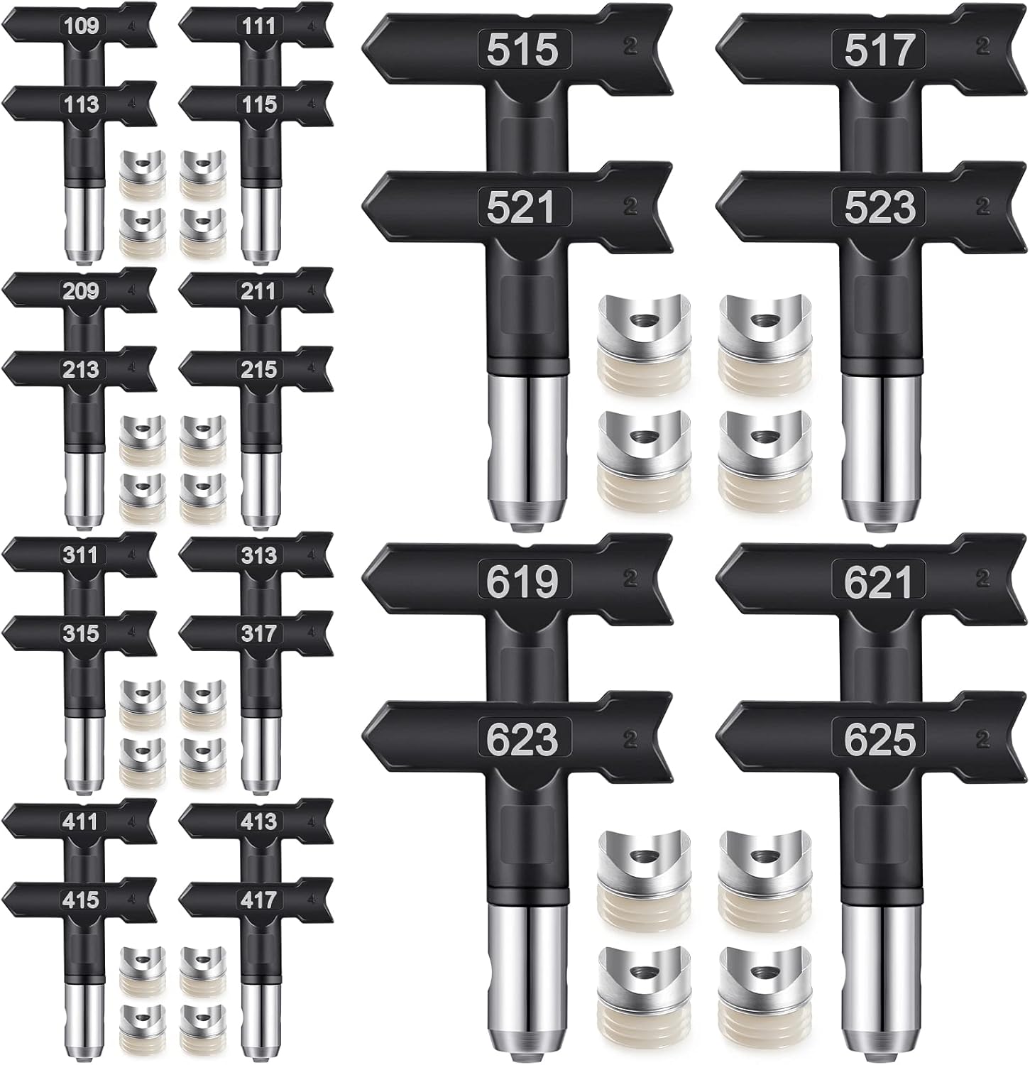 Paquete de 24 puntas de pulverización reversibles, boquilla pulverizadora sin aire, color negro, pistola pulverizadora, puntas de boquilla,