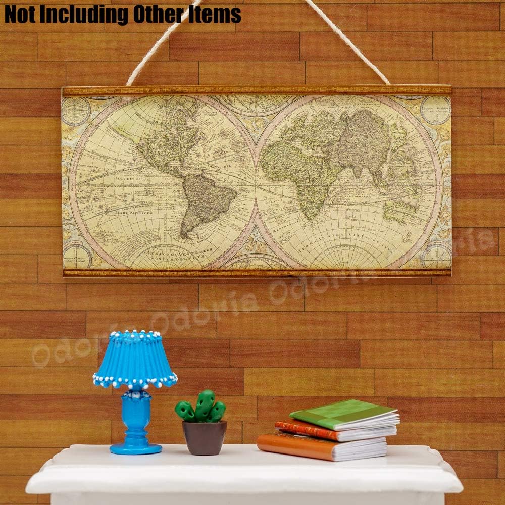Odoria Accesorios de decoración de casa de muñecas con mapa del mundo en miniatura 112