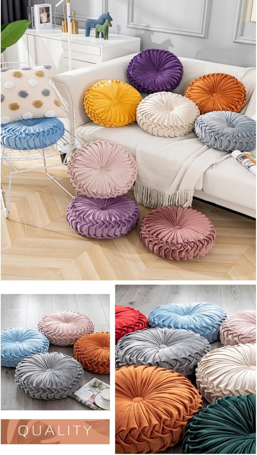 Manta redonda de terciopelo suave y redonda plisada con diseño de calabaza, para sofá, cama, sala de estar, morado oscuro, 14 pulgadas