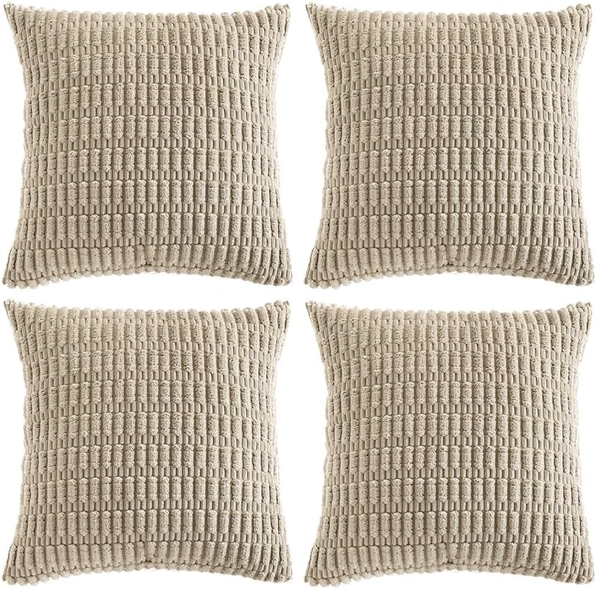 Fancy Homi Paquete de 4 fundas de almohada decorativas de color gris pardo de 16 x 16 pulgadas para sala de estar, sofá cama, rústico, moderno,