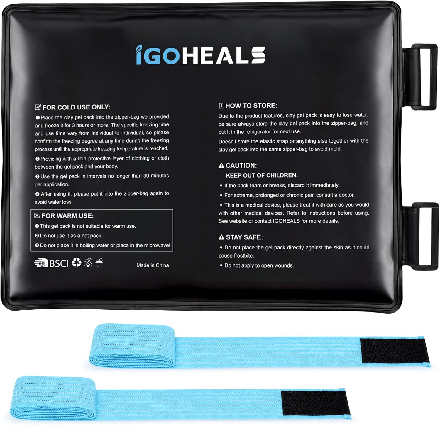 Bolsa de hielo reutilizable para lesiones, envoltura de gel de arcilla más flexible con correas para terapia de frío, almohadilla suave para aliviar