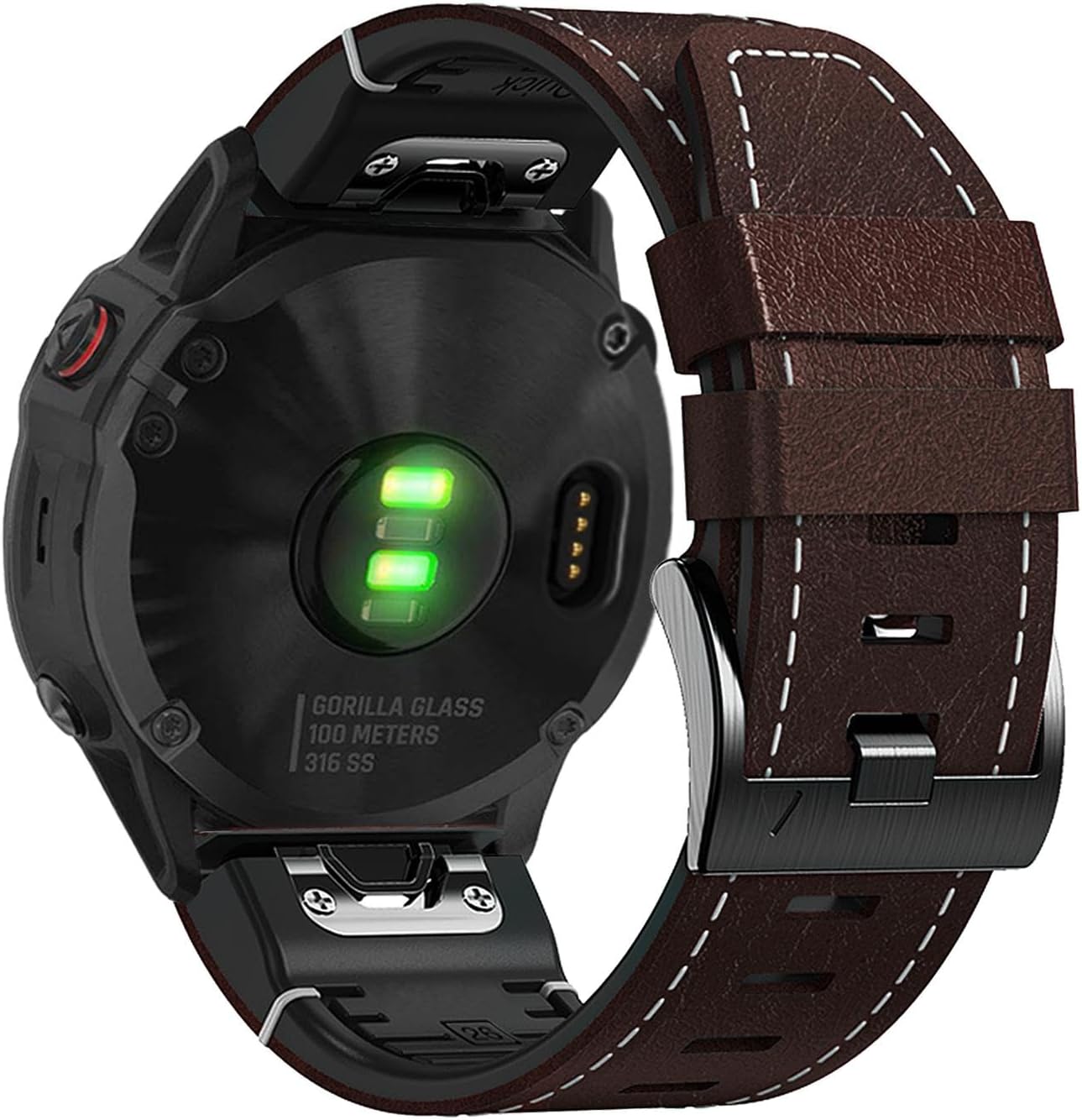 Abanen Correas de reloj de cuero de ajuste rápido de 1.024 in para Garmin epix Pro de 2.008 in, Fenix 7X, Fenix 6X, Fenix 5X, fibra de cuero con