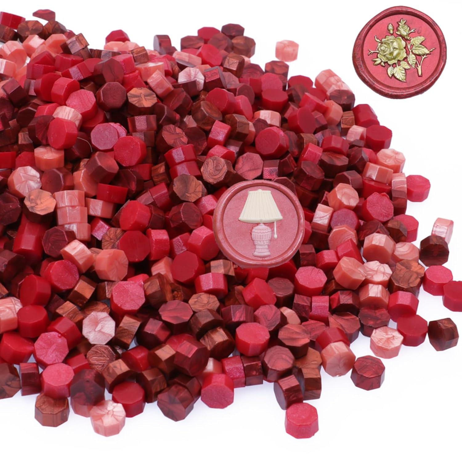 600 cuentas de sellado de cera, cuentas de cera de sellado rojo para sello de cera, juego de cuentas de sello de cera rojo vino con 6 colores