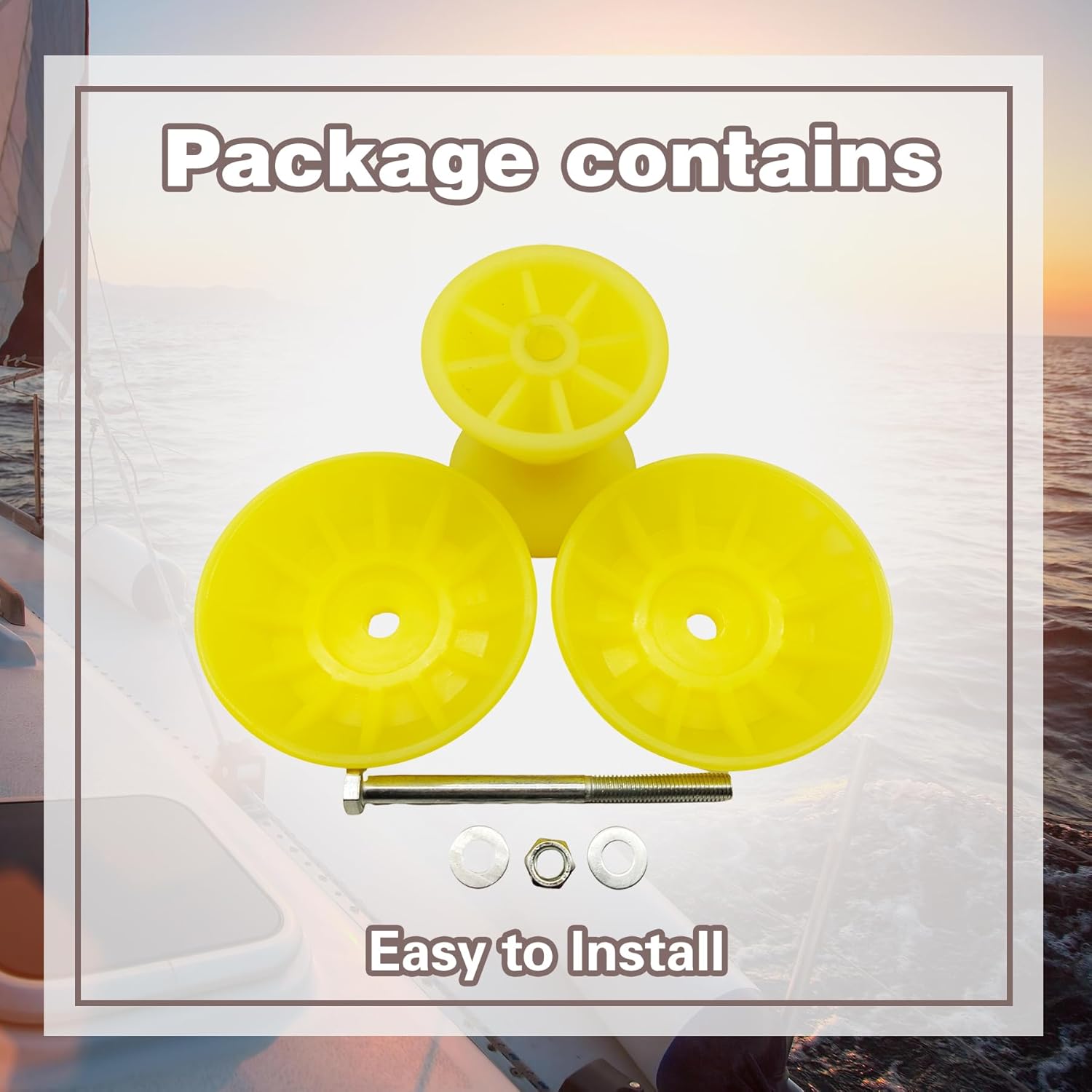 Tope de arco de 4″ para remolque de barco de poliuretano con eje de 12″, amarillo