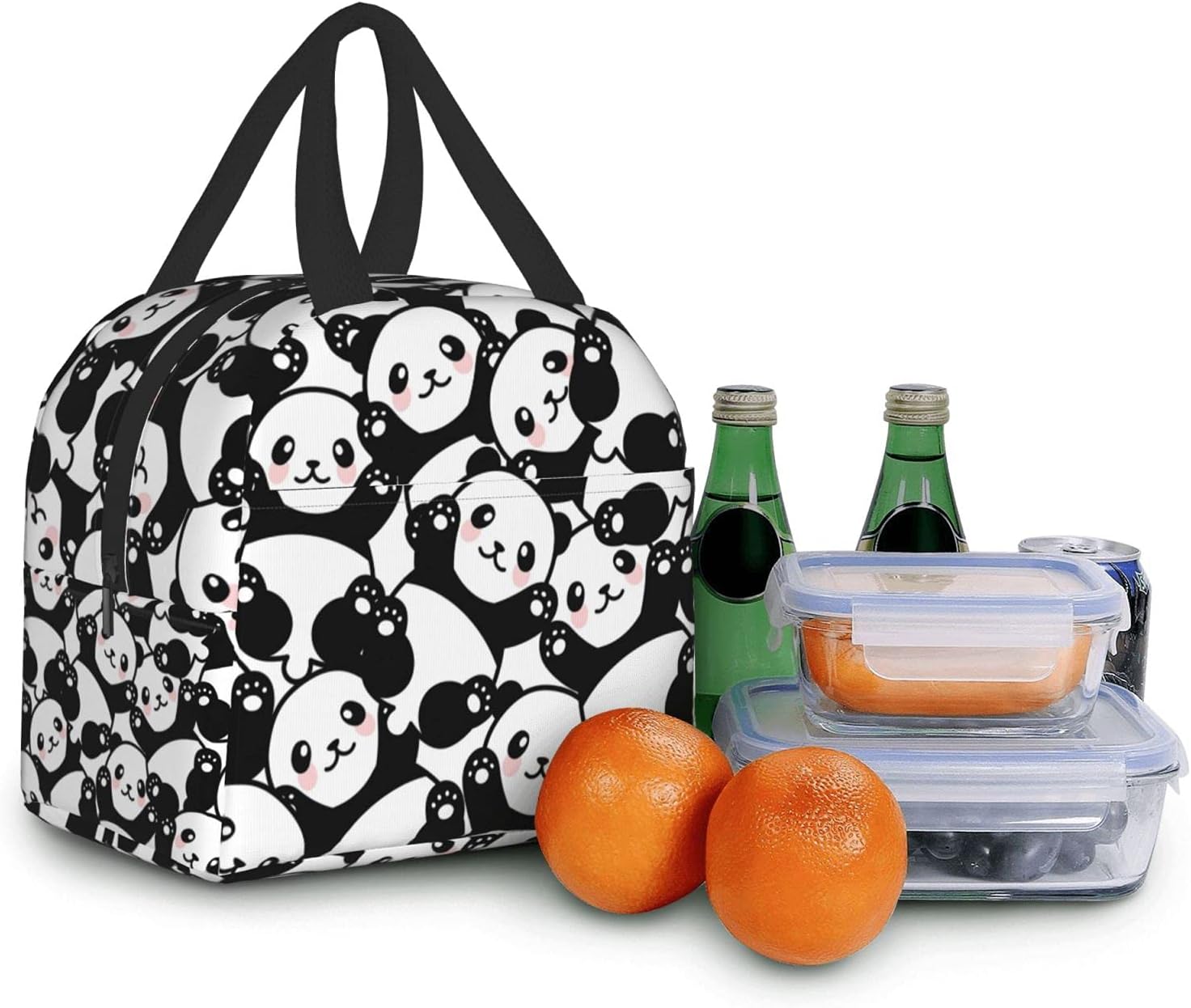 Linda lonchera de panda  Bolsas de almuerzo aisladas para niños y niñas, bolsas de almuerzo reutilizables, perfectas para la escuela, campamento,