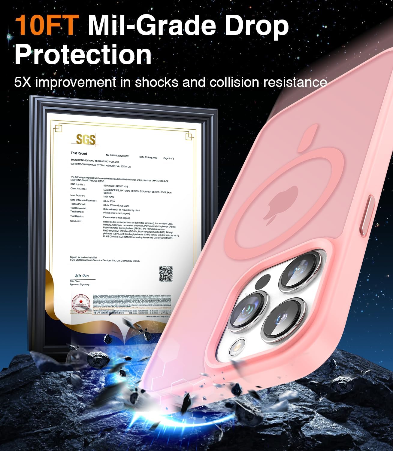 Meifigno Magic Mag Series – Funda diseñada para iPhone 15 Pro Max, protección de grado militar y compatible con MagSafe, parte trasera mate