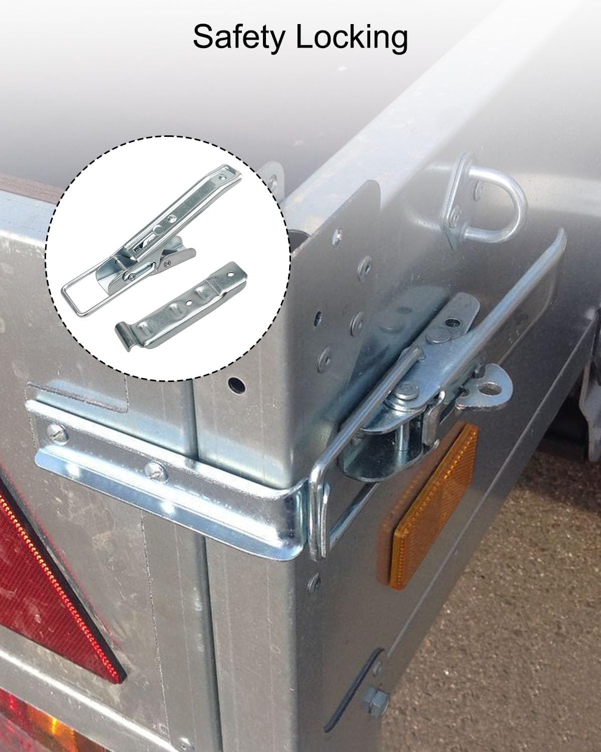 OCHIKI 2 pestillos de puerta de elevación de remolque utilitario con guantes, kit de cerraduras de acero de alta resistencia para puerta de remolque