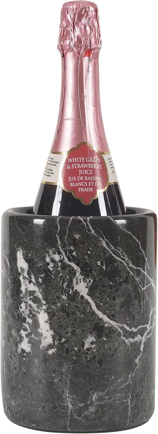 Radicaln Enfriador de vino de mármol de mesa negro de 5.5 x 6.5 pulgadas, hecho a mano, decoración alta y portátil para el hogar y la cocina,