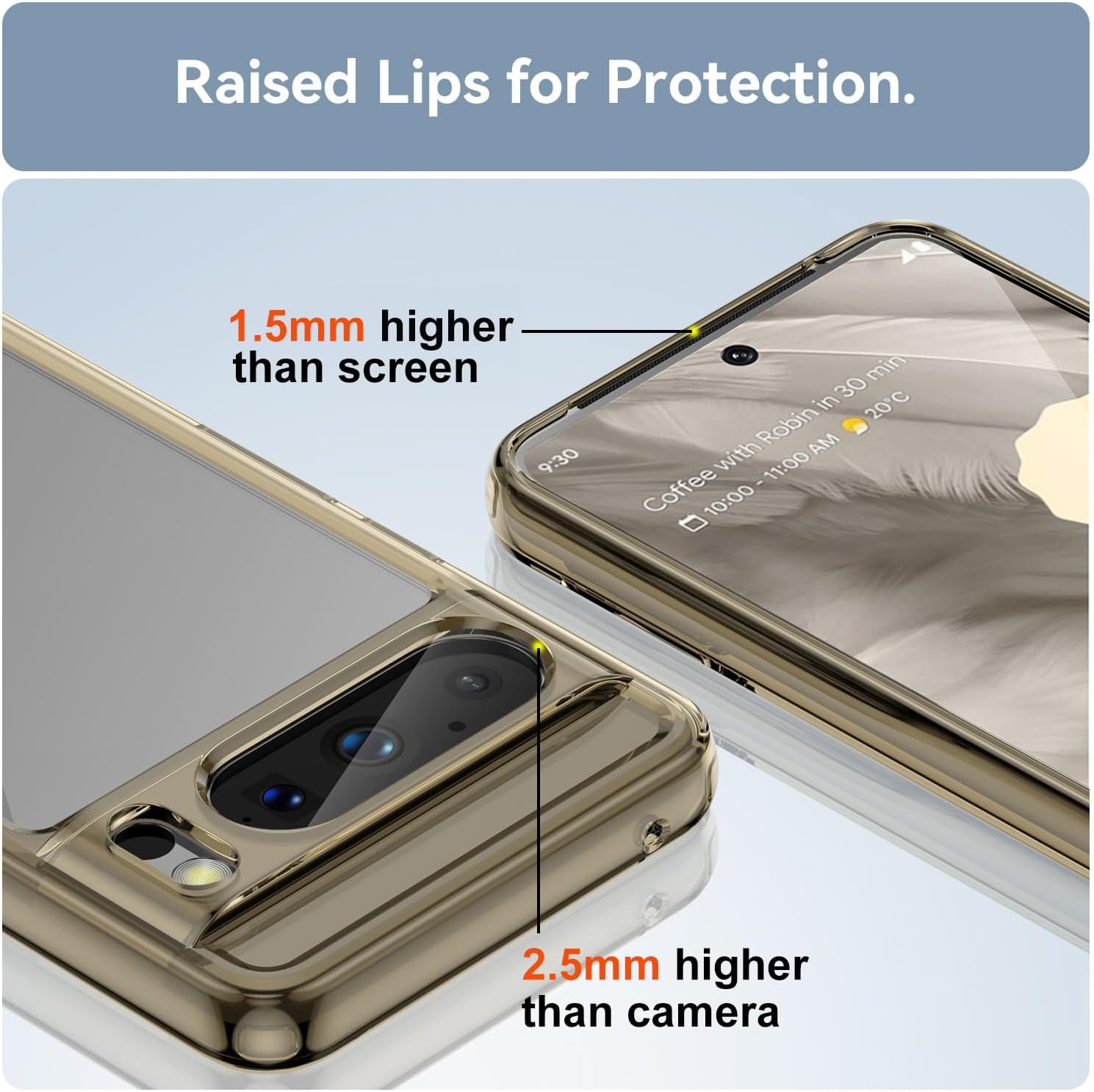 Funda para Google Pixel 8 Pro 4 bolsas de aire integradas no amarillento Funda protectora de grado militar a prueba de golpes para Google Pixel 8