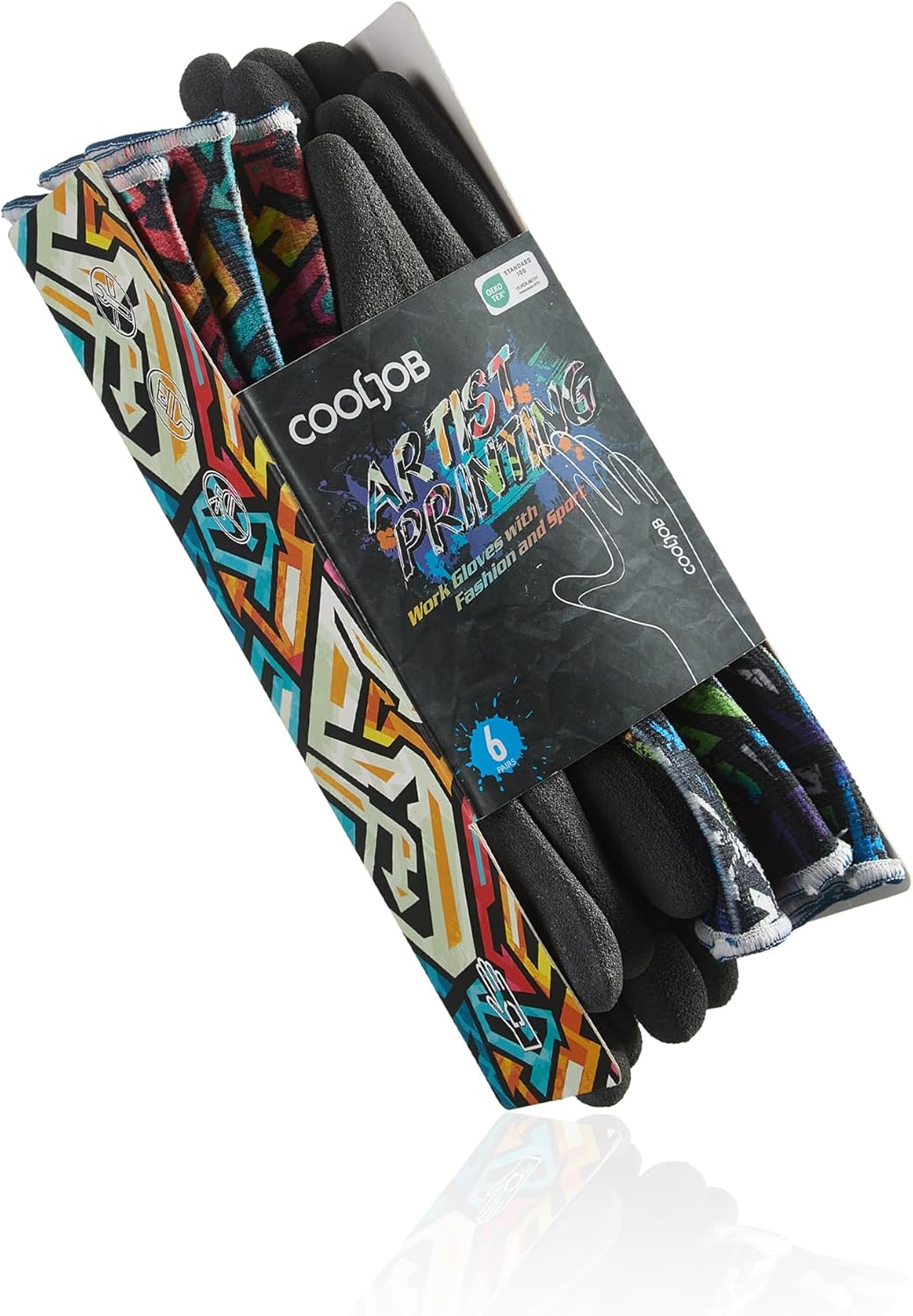 COOLJOB 6 pares de guantes de seguridad de nitrilo para trabajo de jardín, guantes de trabajo para pantalla táctil con agarre para hombres, palma