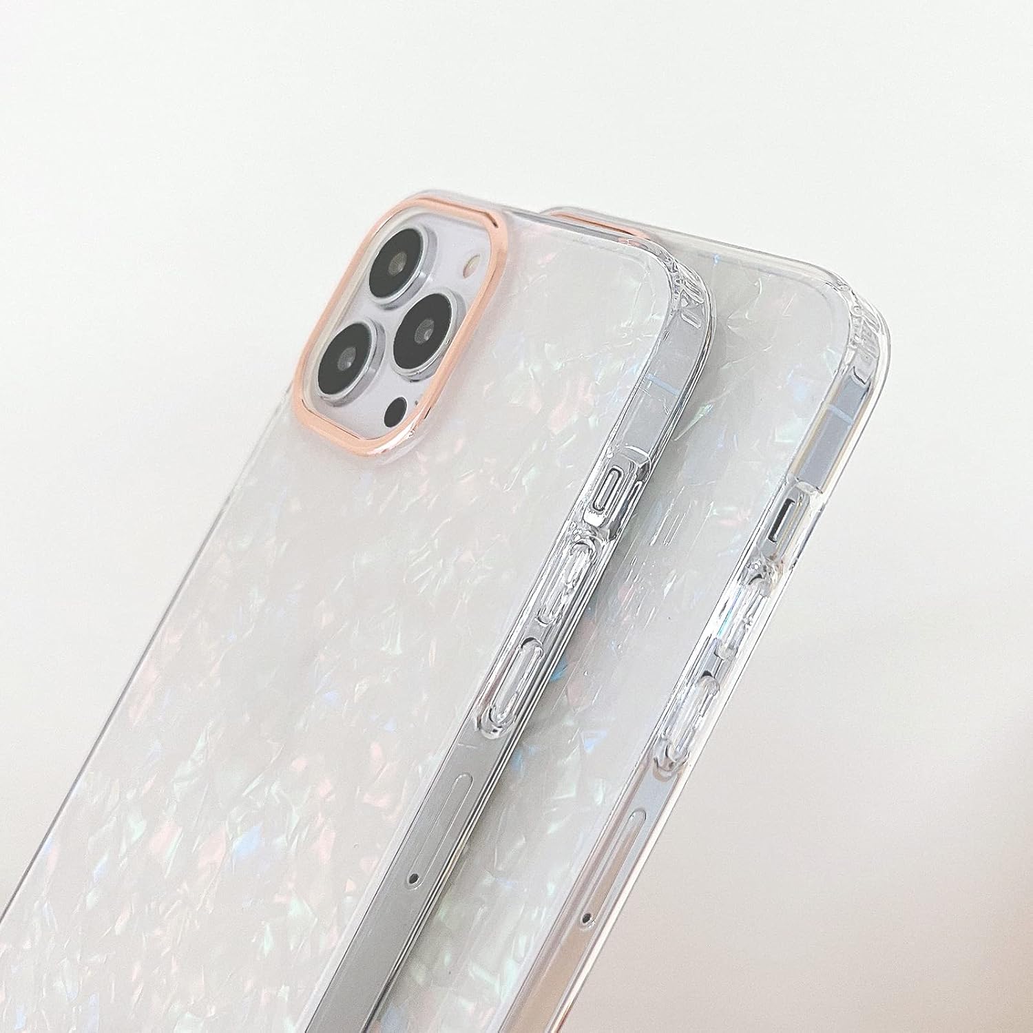 YeLoveHaw Funda diseñada para iPhone 13 Pro Max para mujeres y niñas, con patrón de concha con purpurina nacarada, bonita funda protectora de panel