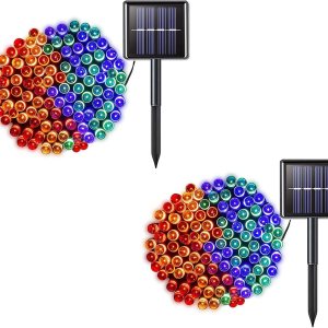 Paquete de 2 tiras de luces solares, 8 modos de 42 pies, 100 luces LED impermeables para jardín, árbol, patio, Navidad, boda, fiesta (multicolor) Paquete de 2 tiras de luces solares, 8 modos de 42 pies, 100 luces LED impermeables para jardín, árbol, patio, Navidad, boda, fiesta (multicolor)