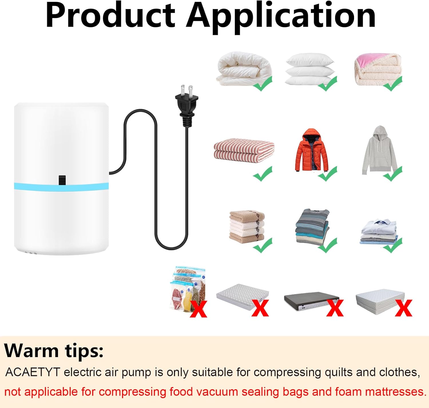 Bomba de bolsa de almacenamiento al vacío, bomba eléctrica para bolsas de almacenamiento al vacío, bomba de bolsa de vacío portátil para edredón de