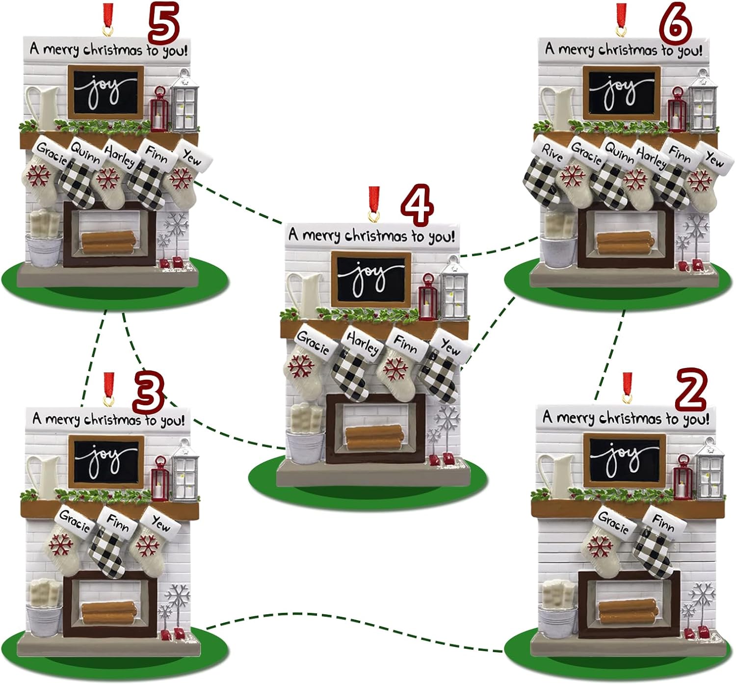 Adornos de Navidad personalizados 2023, repisa de chimenea, familia de 23456 nombres de miembros de la familia Joy para decoraciones de árbol de