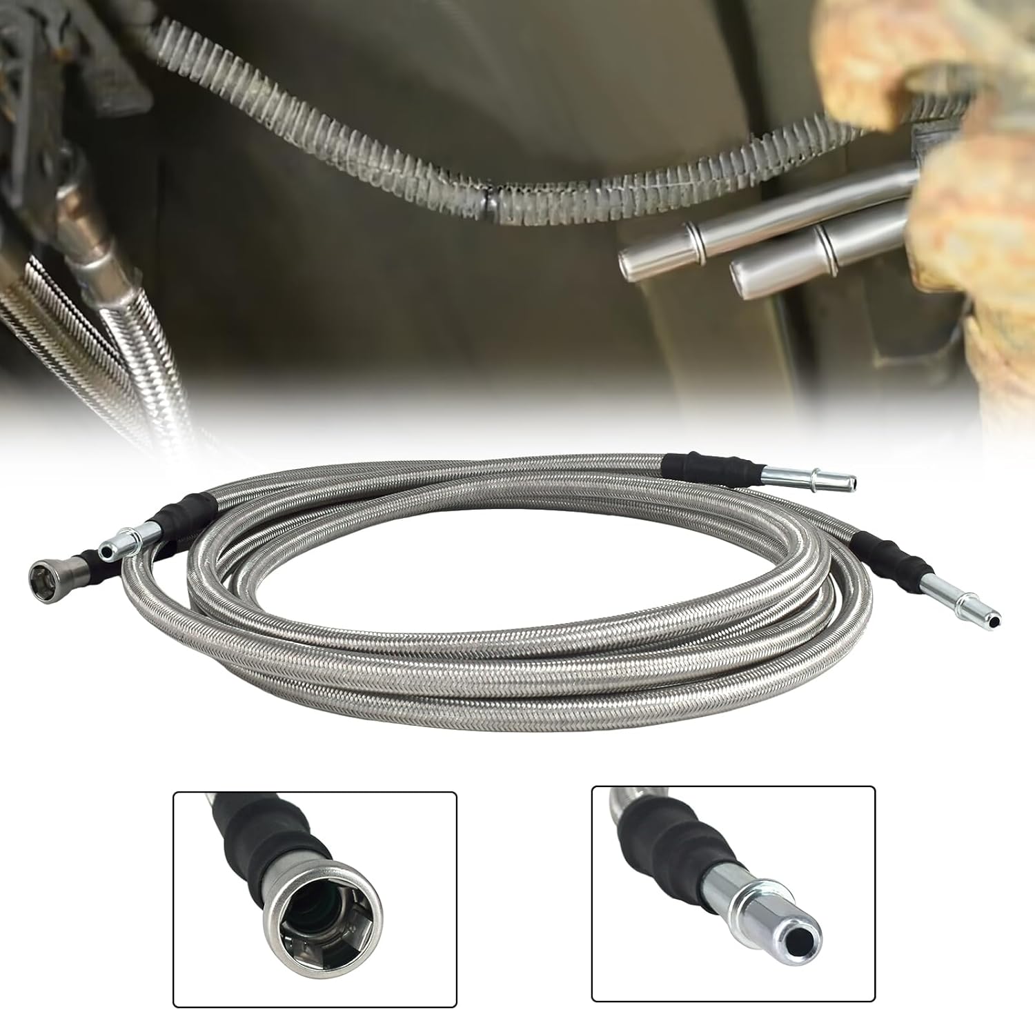 La línea de combustible trenzada de acero inoxidable flexible se adapta a modelos seleccionados de Chevy y GMC que reemplaza 819-846