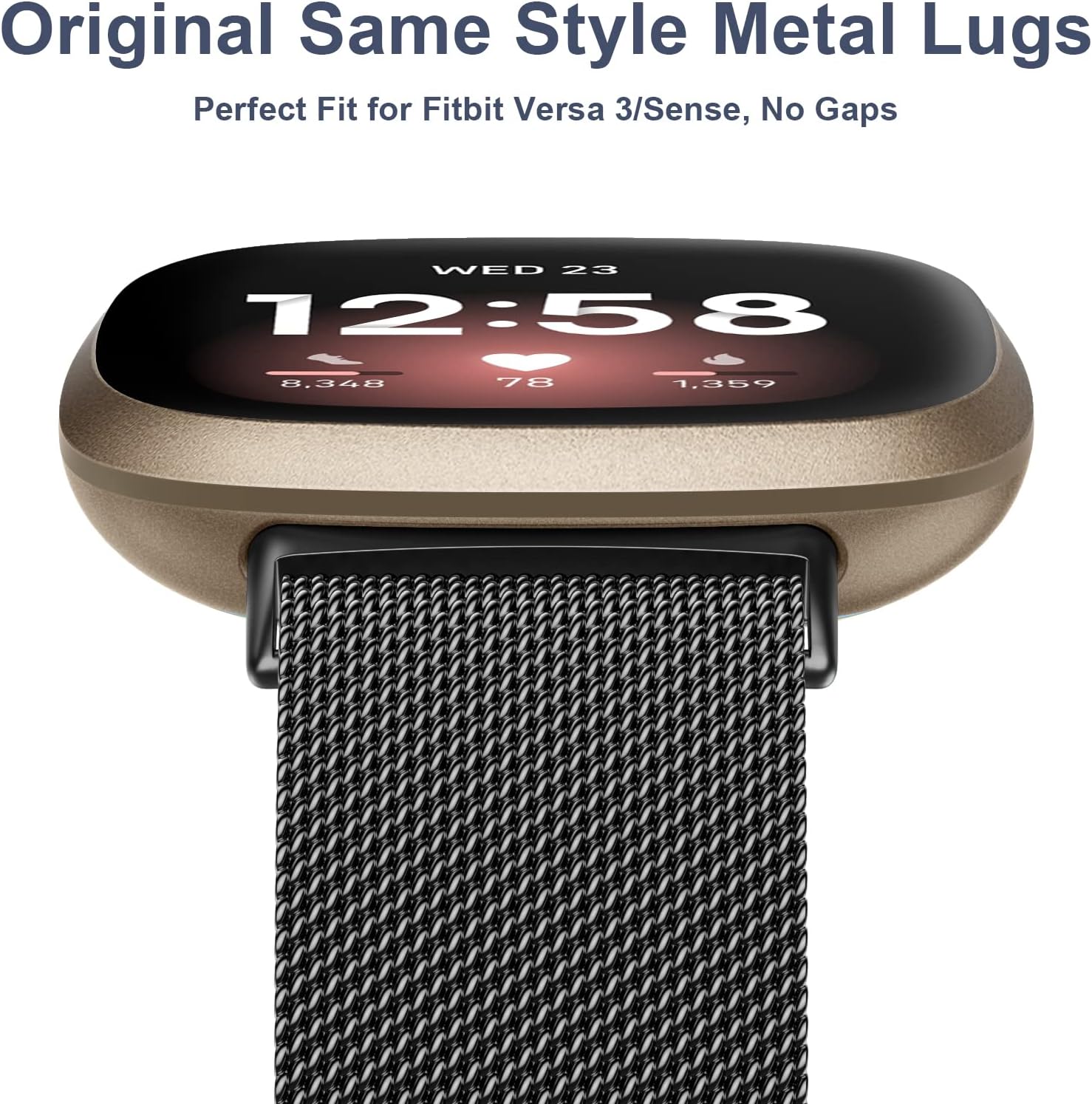 Bandas de metal compatibles con Fitbit Versa 3Versa 4Fitbit SenseSense 2 para mujeres y hombres, correa de malla de acero inoxidable transpirable