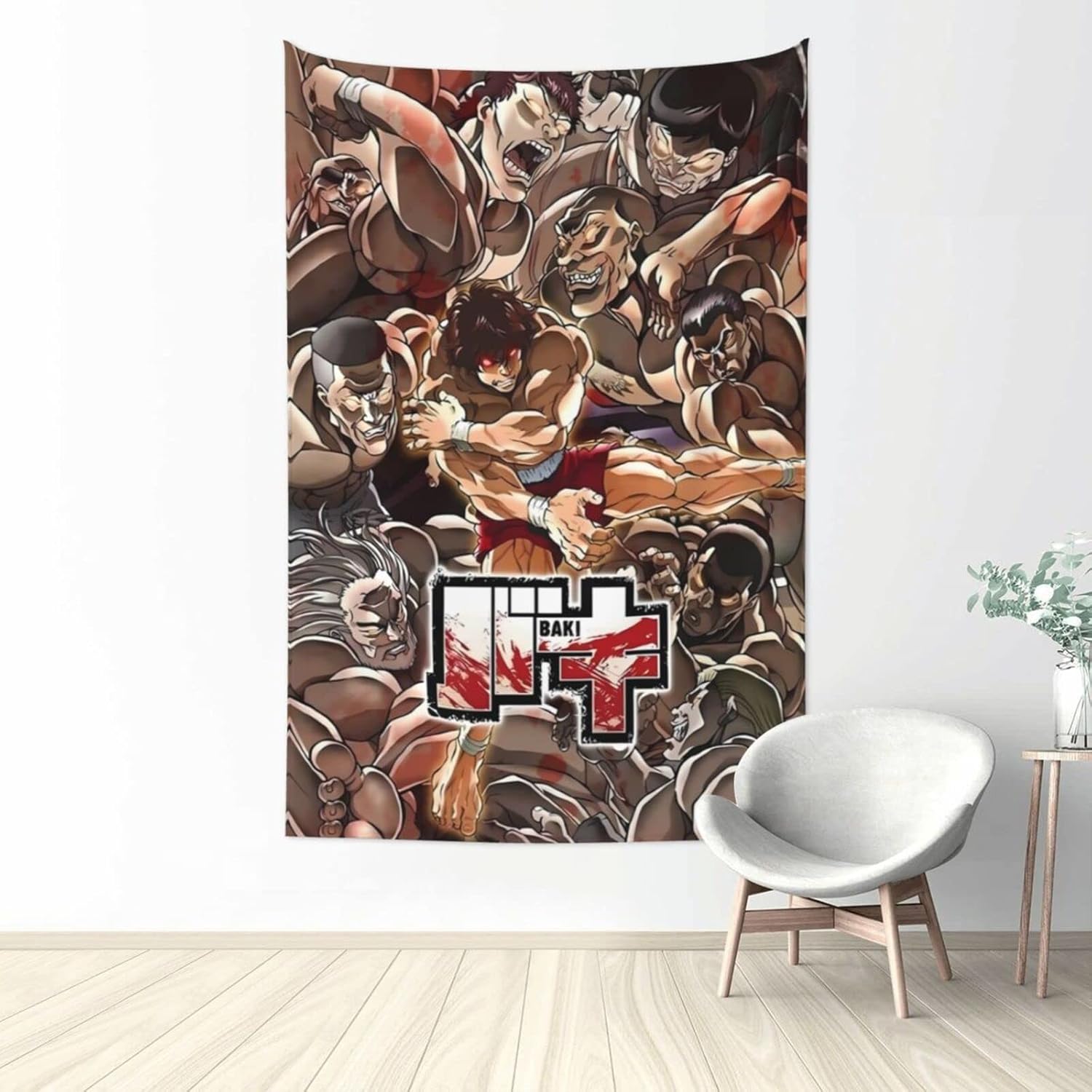 Flokoo Tapiz de collage de anime Baki The Grappler, decoración artística para colgar para sala de estar, dormitorio, cocina, dormitorio, hogar, 40 x
