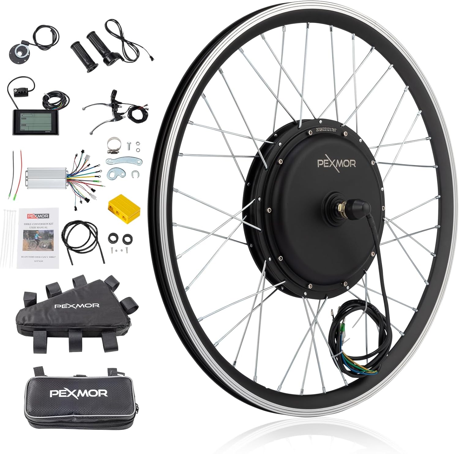 PEXMOR Kit de conversión de bicicleta eléctrica, 48 V, 1200 W, 26 pulgadas, rueda delanteratrasera, kit de conversión de bicicleta eléctrica, kit de