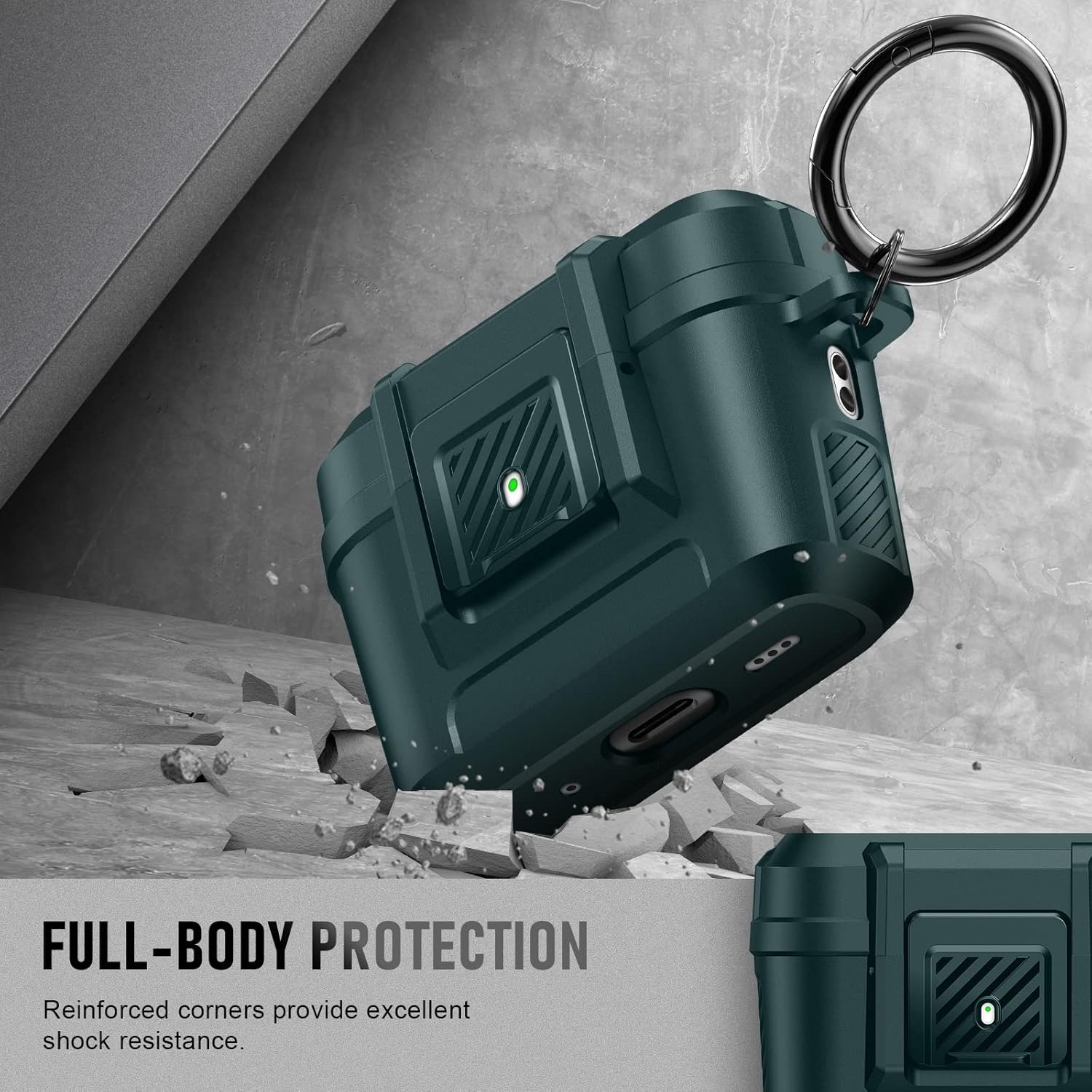Youtec Funda compatible con Airpods Pro 2 con kit de limpieza, funda protectora militar dura a prueba de golpes para Airpods con bloqueo seguro