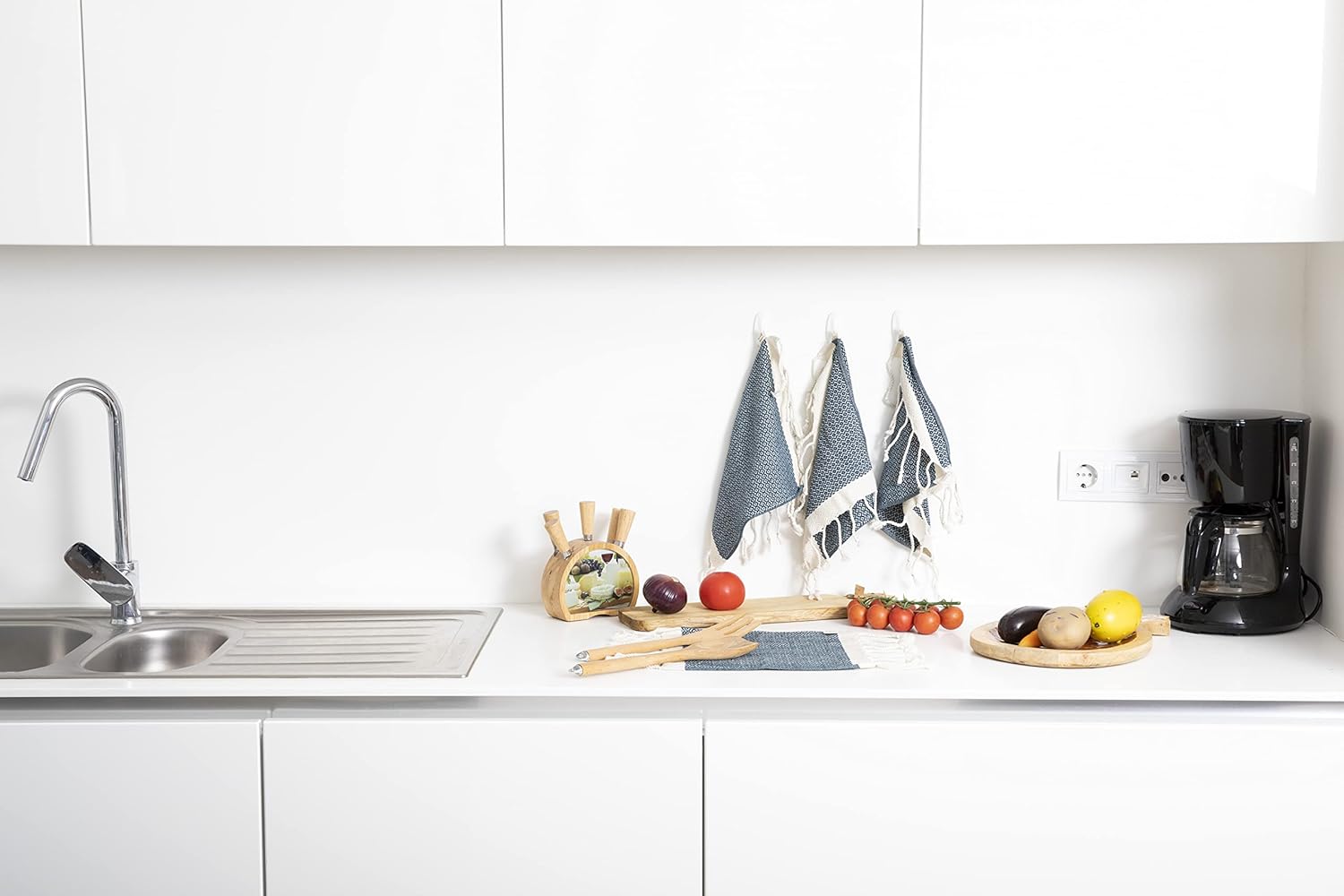 Smyrna Turkish Cotton- Paquete de 6 paños de cocina de 100% algodón natural, 12x12pulgadas, lavables a máquina, ultra suaves, absorbentes,
