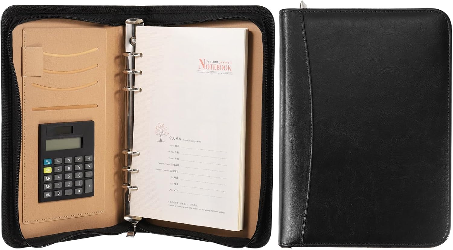 PATIKIL Cartera de negocios A5, organizador de piel sintética, carpeta de documentos legales con cremallera, carpeta profesional para portapapeles