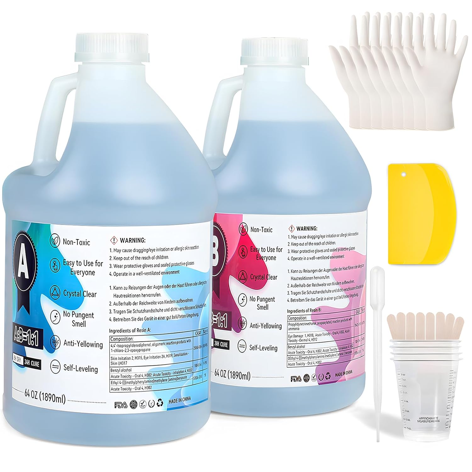 IModeur – Resina epoxi de 1 galón  Kit de resina epoxi transparente  Resina de fundición autonivelante de curado rápido sin amarillamiento para
