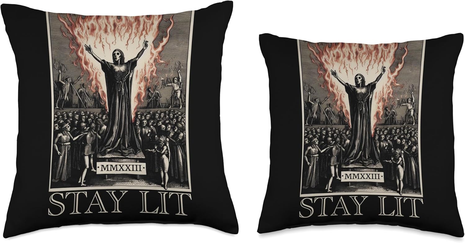 Baphomet Occult Unholy Satanic Gifts 666 Stay Lit Witch – Almohada de 16 x 16 pulgadas, multicolor