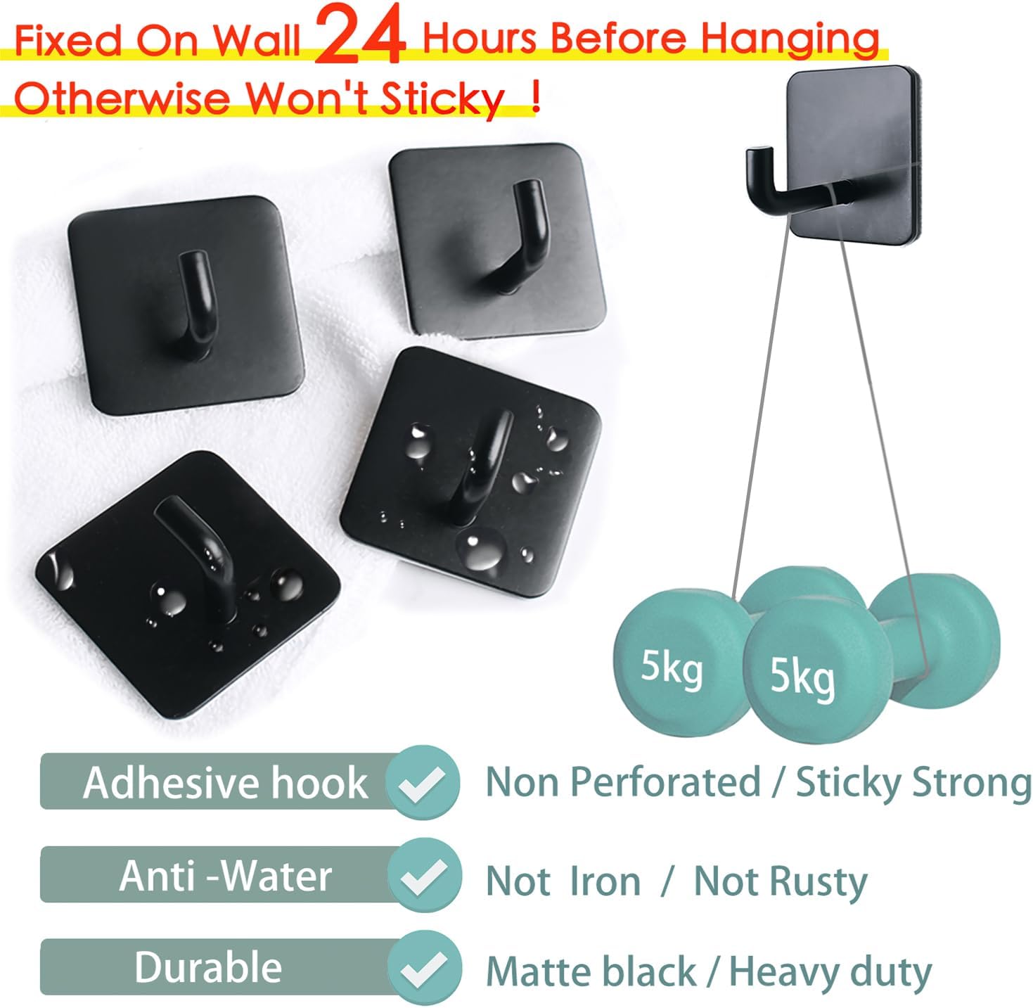 Ganchos adhesivos de pared, ganchos resistentes de 9.8 ft para colgar toallas, ganchos para puerta de ducha, para baño, cocina, toallero, colgador