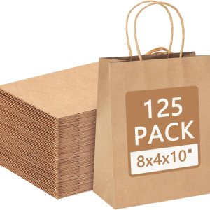 Moretoes 125 bolsas de papel con asas, bolsas de regalo de tamaño mediano de 8 x 4 x 10 pulgadas, bolsas de papel marrón para pequeñas empresas, Moretoes 125 bolsas de papel con asas, bolsas de regalo de tamaño mediano de 8 x 4 x 10 pulgadas, bolsas de papel marrón para pequeñas empresas,