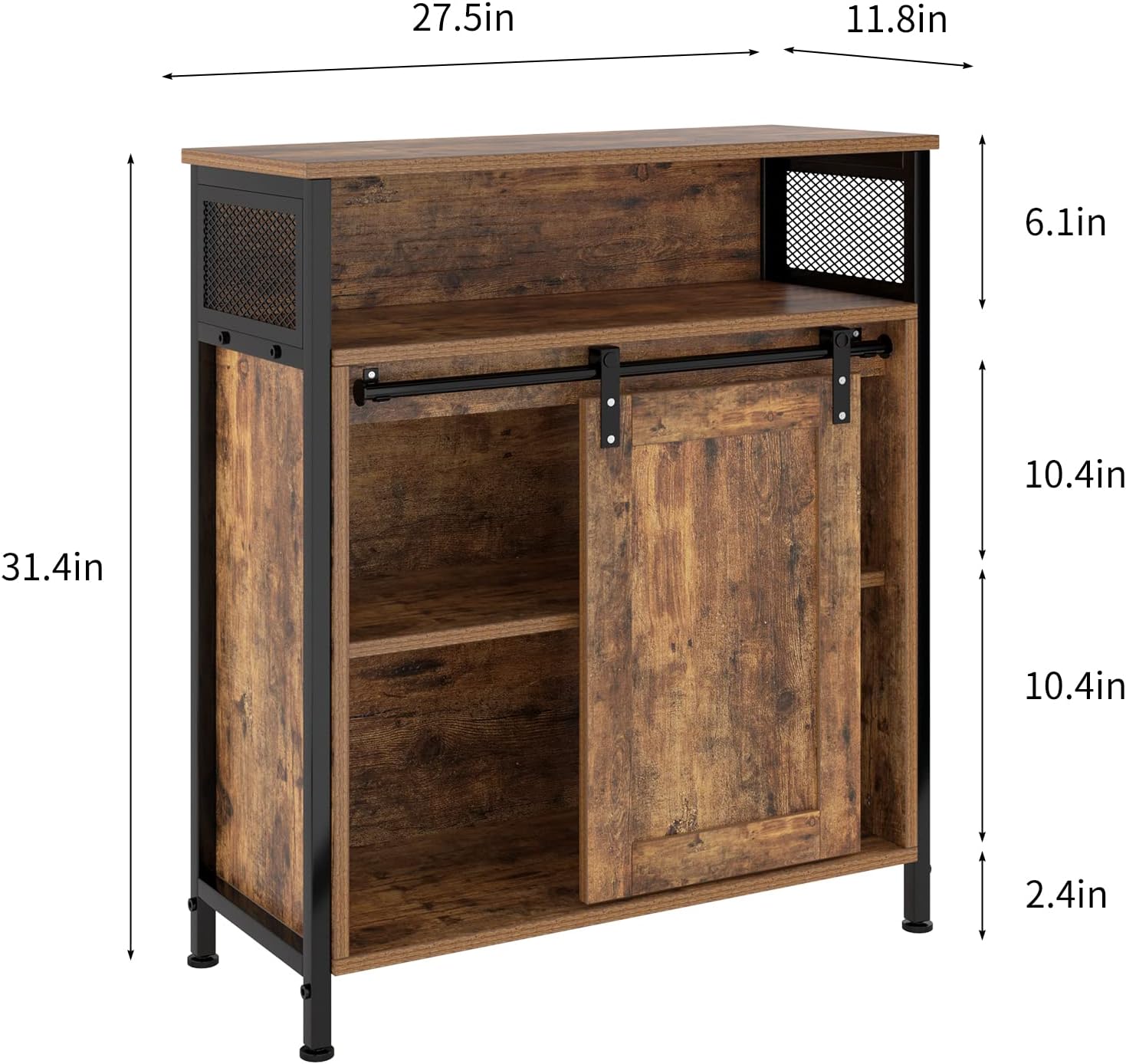 sogesfurniture Gabinete de almacenamiento industrial, armario de almacenamiento con puerta corrediza de granero con estantes de almacenamiento,