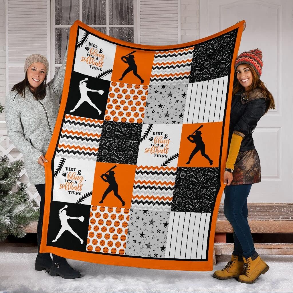 Manta de softbol con patrón de forma naranja para niños y niñas, manta de sóftbol personalizada para cama infantil, sofá, sofá, sofá, manta de