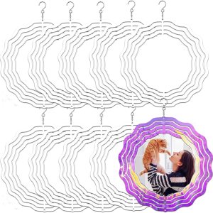 Paquete de 10 unidades de 8 pulgadas de sublimación de viento giratorias, escultura cinética de aluminio 3D alimentada por viento, molduras de Paquete de 10 unidades de 8 pulgadas de sublimación de viento giratorias, escultura cinética de aluminio 3D alimentada por viento, molduras de