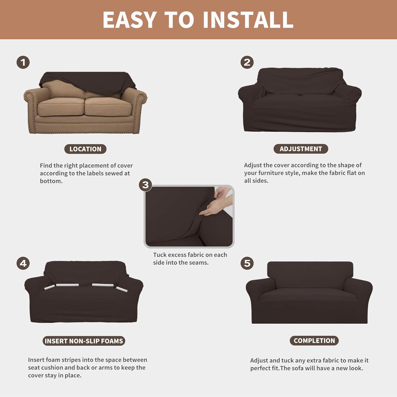 Easy-Going – Funda de silla 100% impermeabilidad doble, diseño jacquard elástico, protector de muebles a prueba de fugas para niños, mascotas,