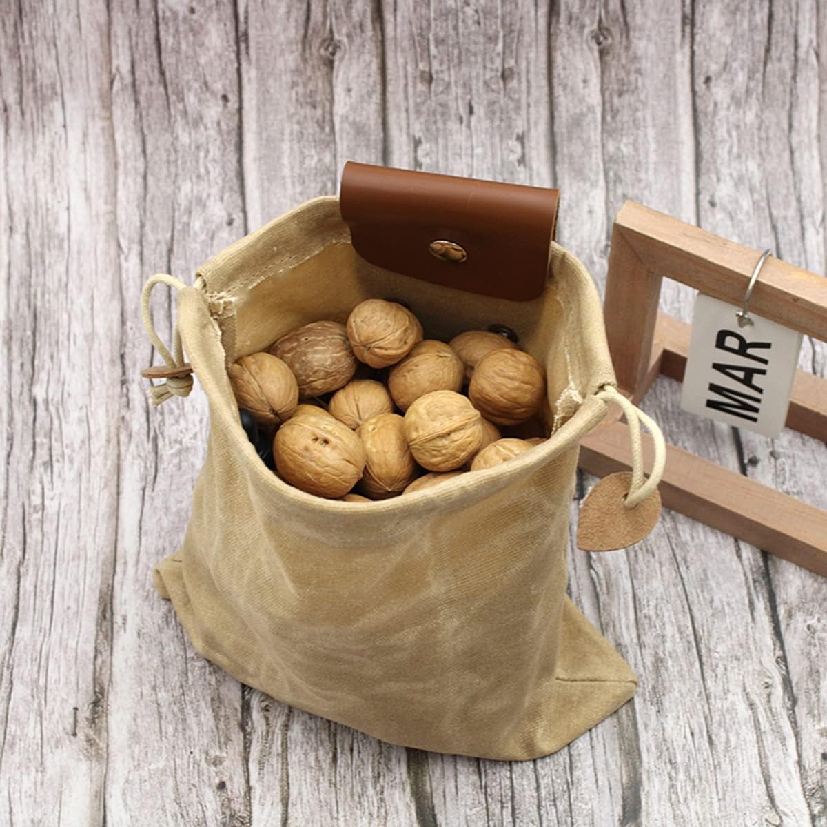 ASENIE Bolsa de forrajeo de lona encerada plegable para acampar al aire libre, bolsa de forrajeo para almacenamiento de hongos, de cuero, resistente