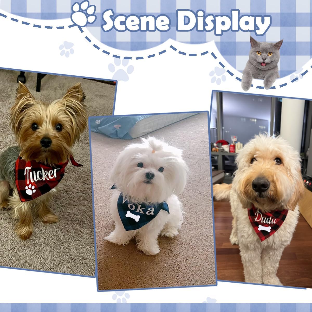 Bandana personalizada para perro bordada con nombre personalizado, bufanda para perro, baberos triangulares, pañuelo, accesorios de disfraz para