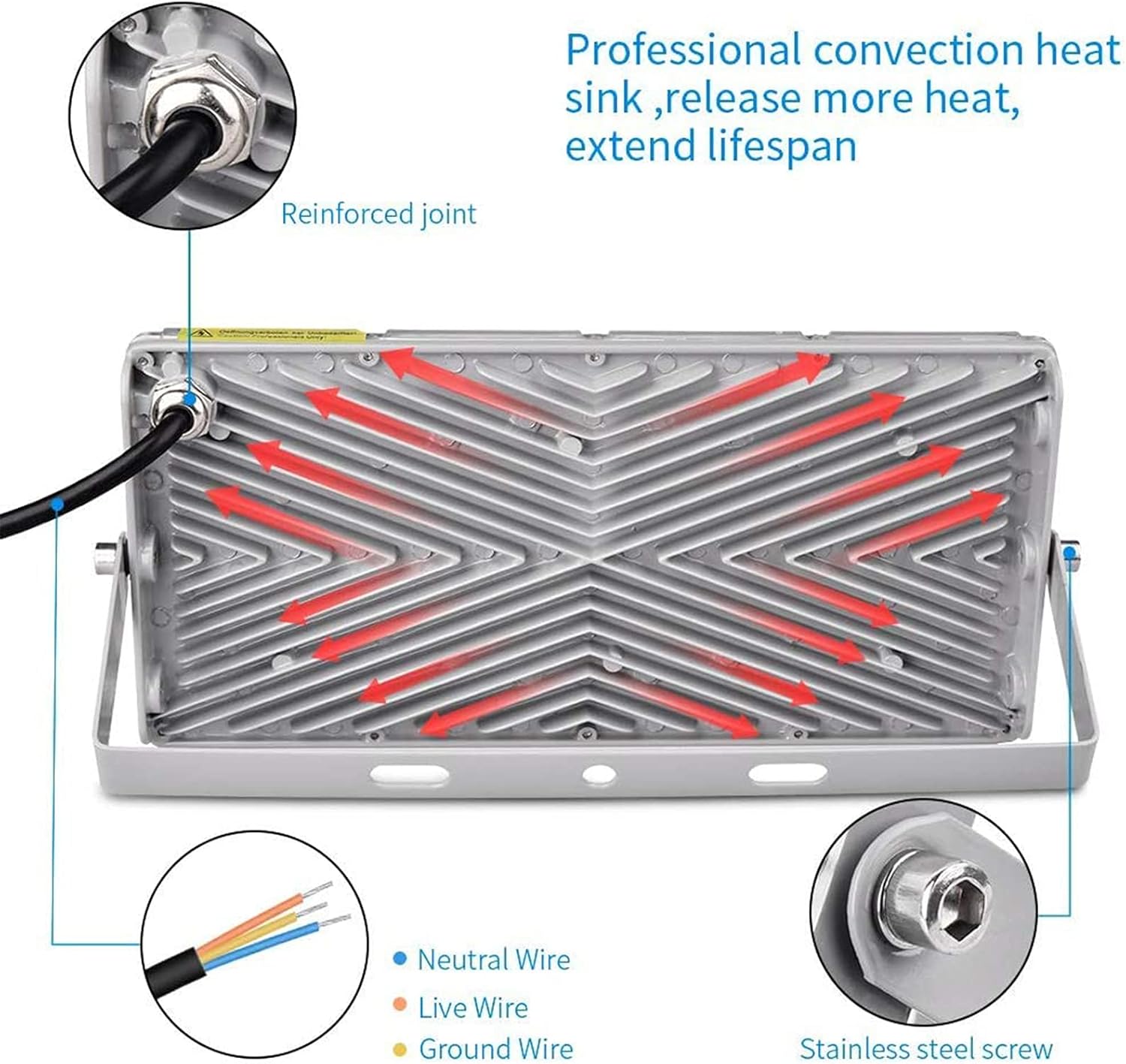 Sararoom 10 luces LED de inundación de 100 W para exteriores, IP65 impermeables, luces de seguridad LED, 9000 lm 6500 K, luz LED blanca fría para
