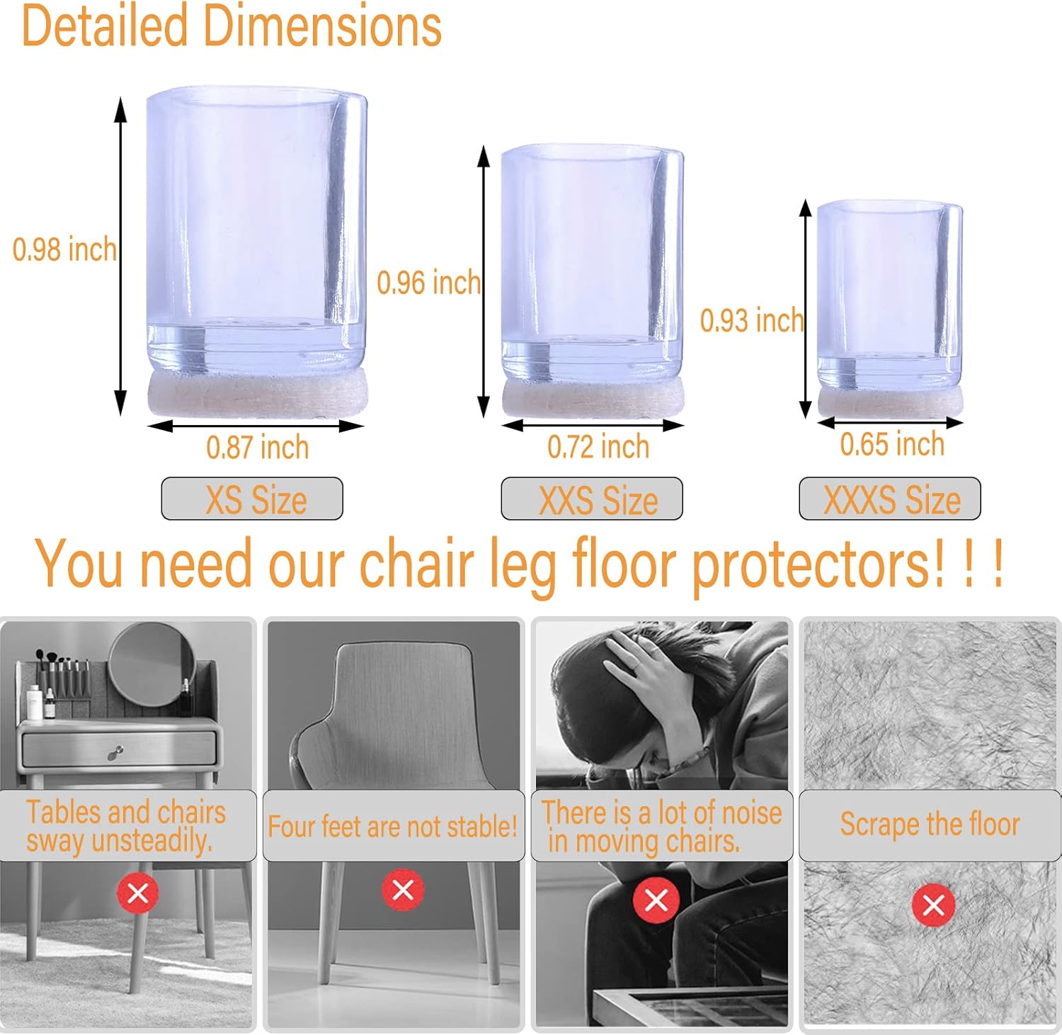 Protectores de suelo para patas de silla con fieltro, fundas para patas de silla, almohadillas de fieltro para muebles, protectores de suelo para