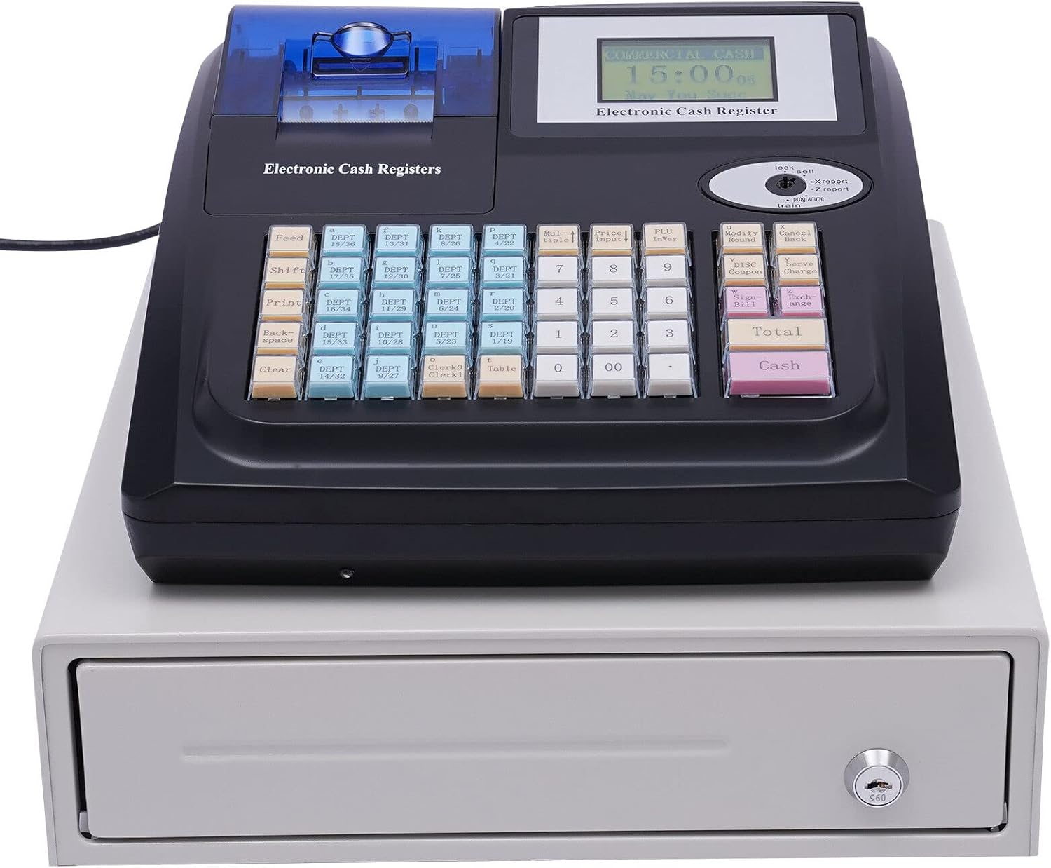 Cutycaty Caja registradora electrónica, cajón de 48 llaves, pantalla LED digital, apto para minoristas, caja de efectivo con bandeja de dinero y