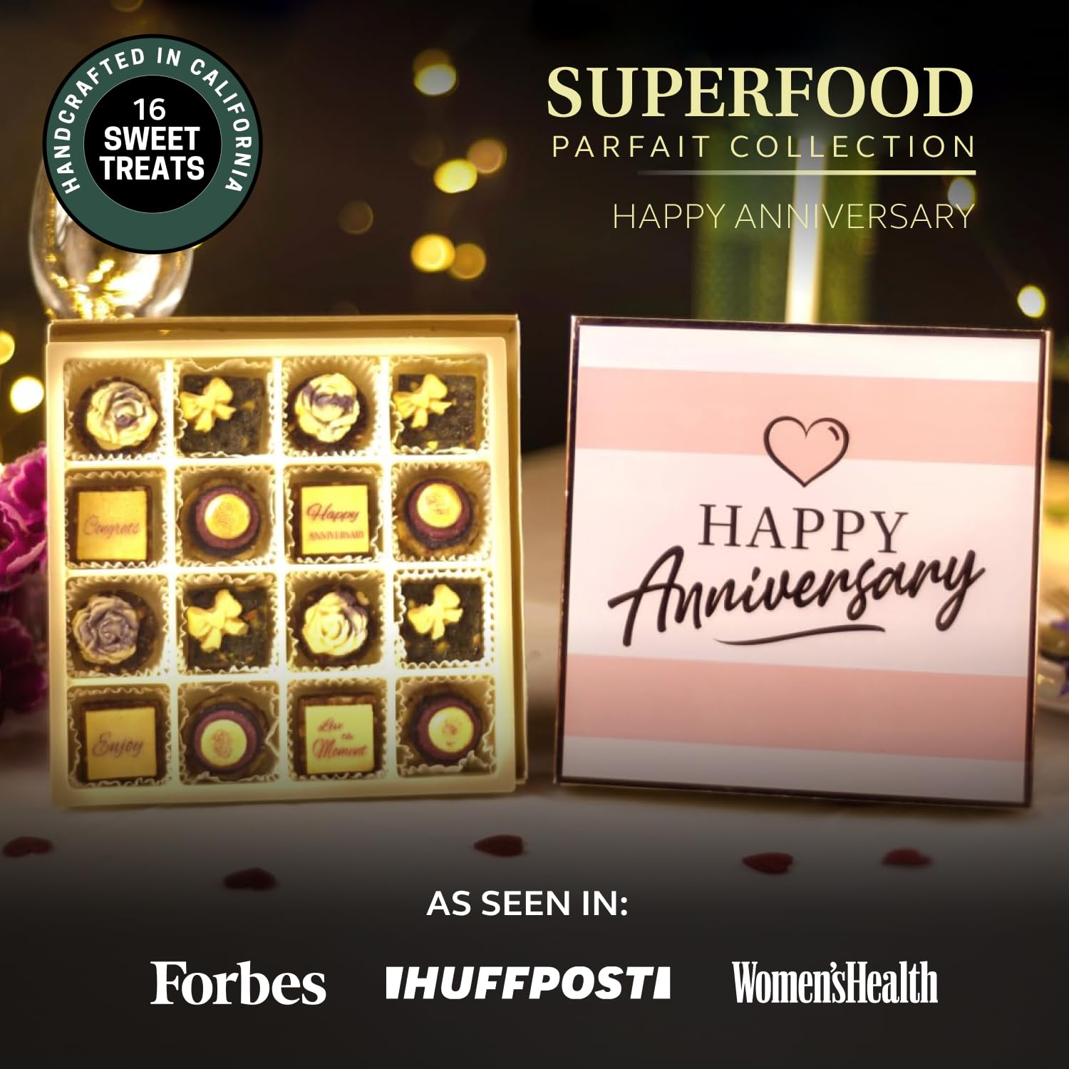 Laumière Gourmet Fruits – Colección Superfood Parfait Happy Anniversary Edition – Cuadrado (16 piezas) – Cesta de regalo saludable – Cesta de regalo